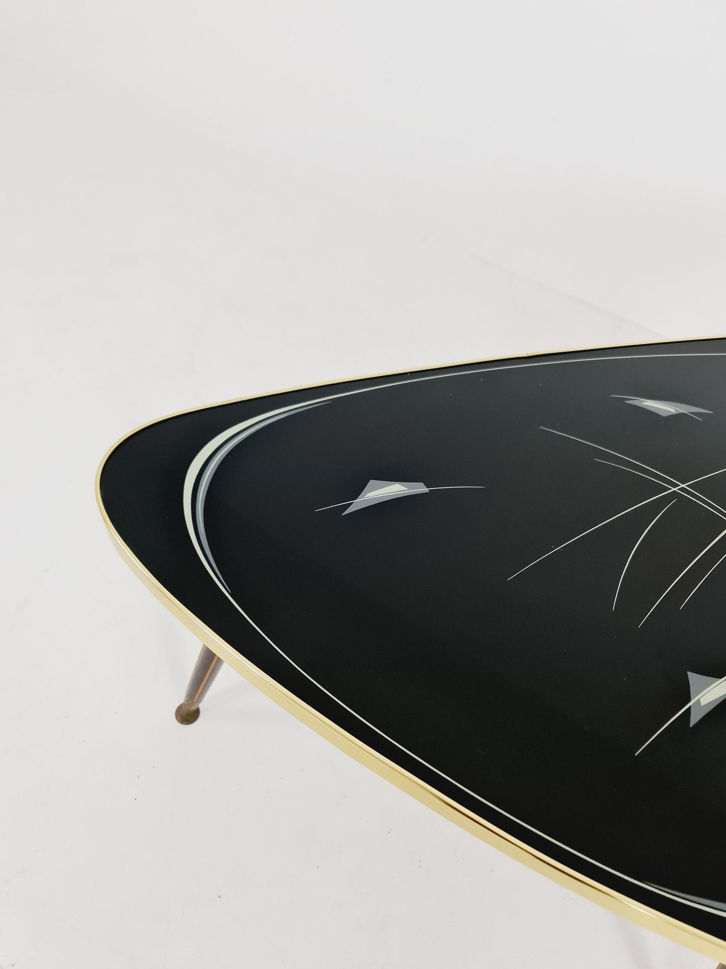 German Mid-Century Tripod Glass & Brass Coffee Table 1950s