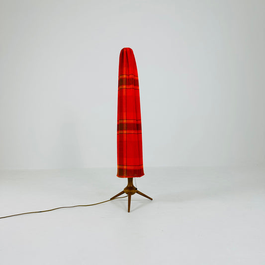 Mid-Century teak -fabric Tripod floor Lamp, 1960s