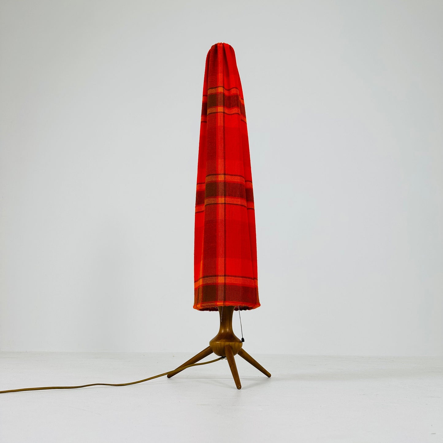 Mid-Century teak -fabric Tripod floor Lamp, 1960s
