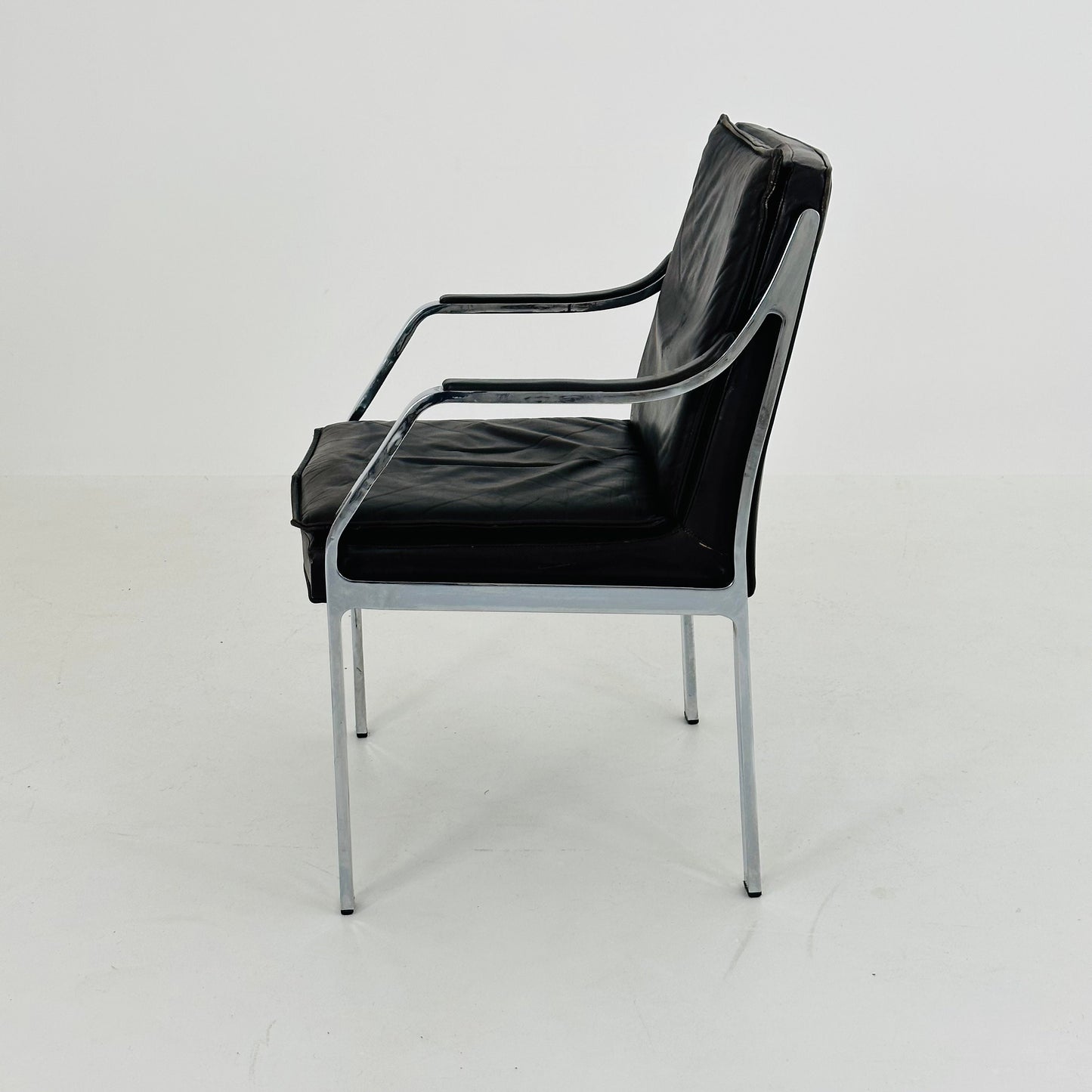 Mid century Alpha steel and leather dark brown armchair by Preben Fabricius and George Kastholm for Walter Knoll 1980s