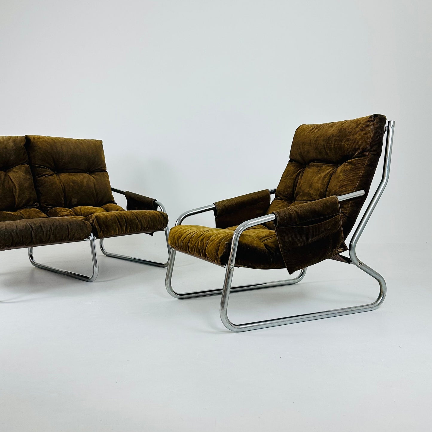 Mid century Armchair and sofa set By Gillis Lundgren Ikea Sweden 1970s