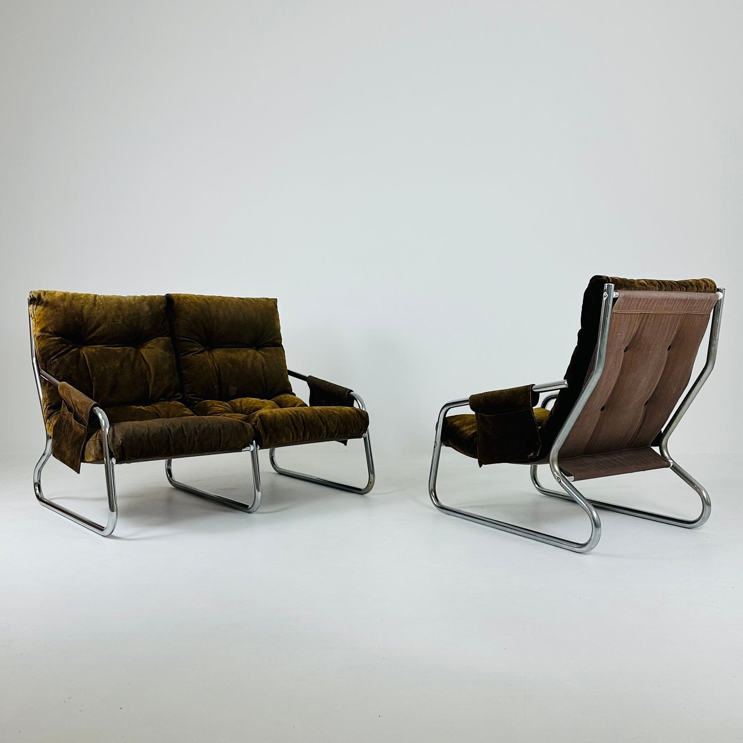 Mid century Armchair and sofa set By Gillis Lundgren Ikea Sweden 1970s