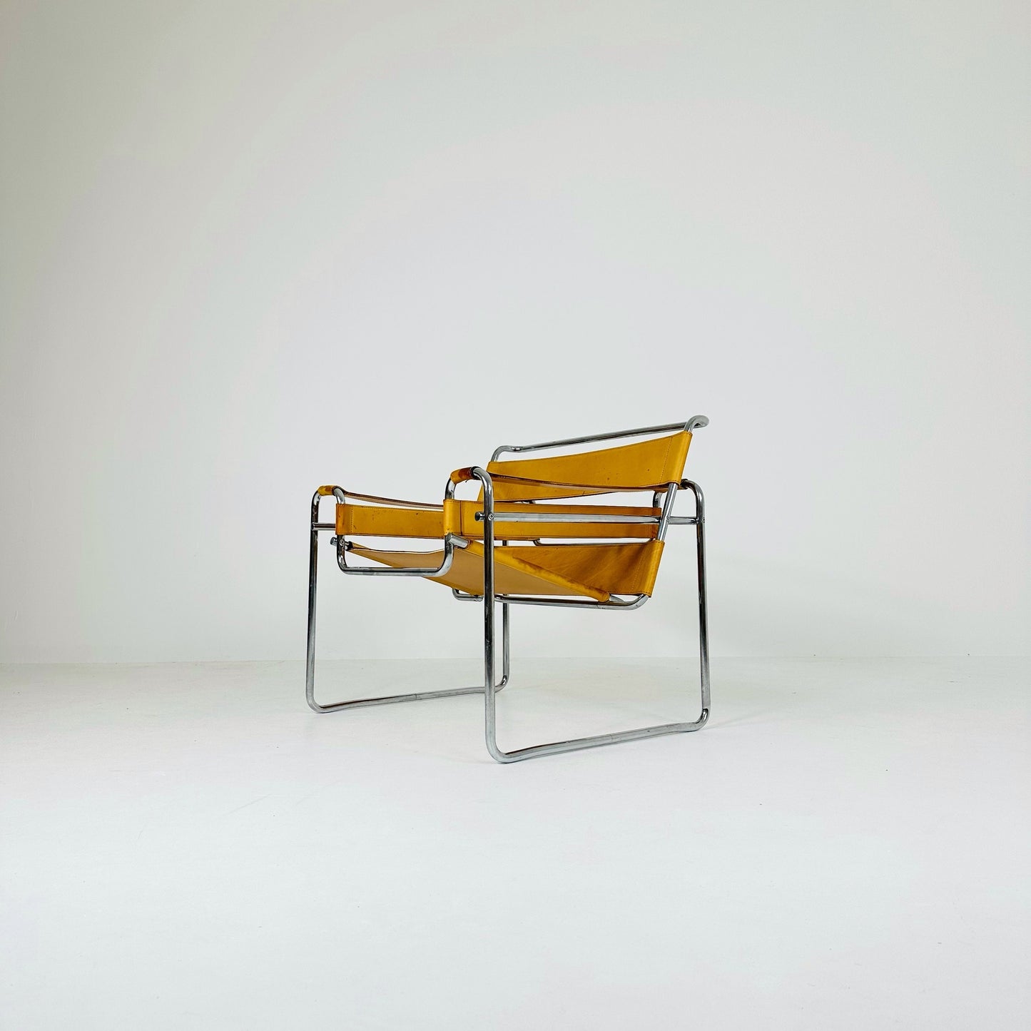 Cognac B3 leather and metal WASSILY style armchair, 1990s