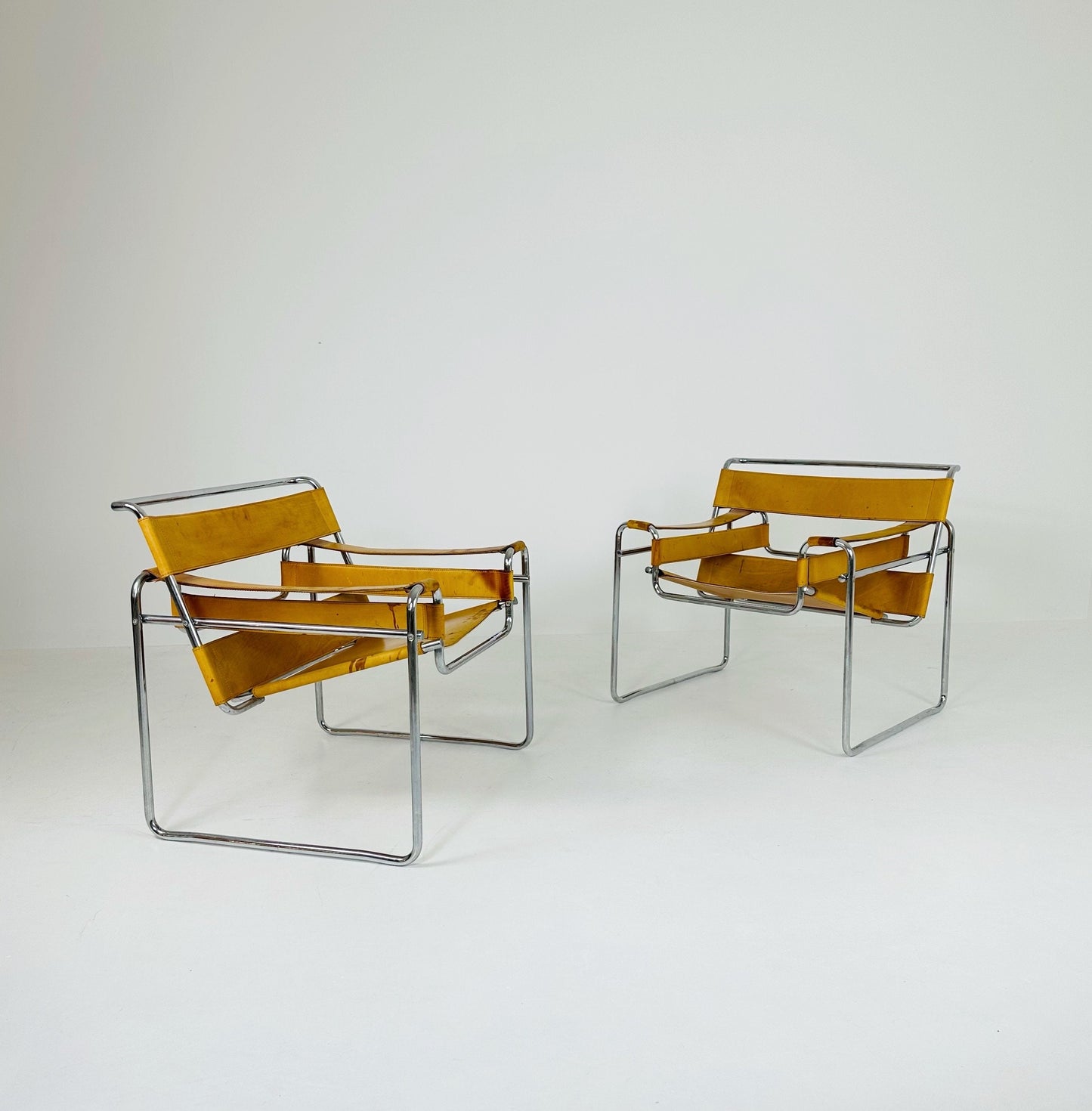 Cognac B3 leather and metal WASSILY style armchair, 1990s