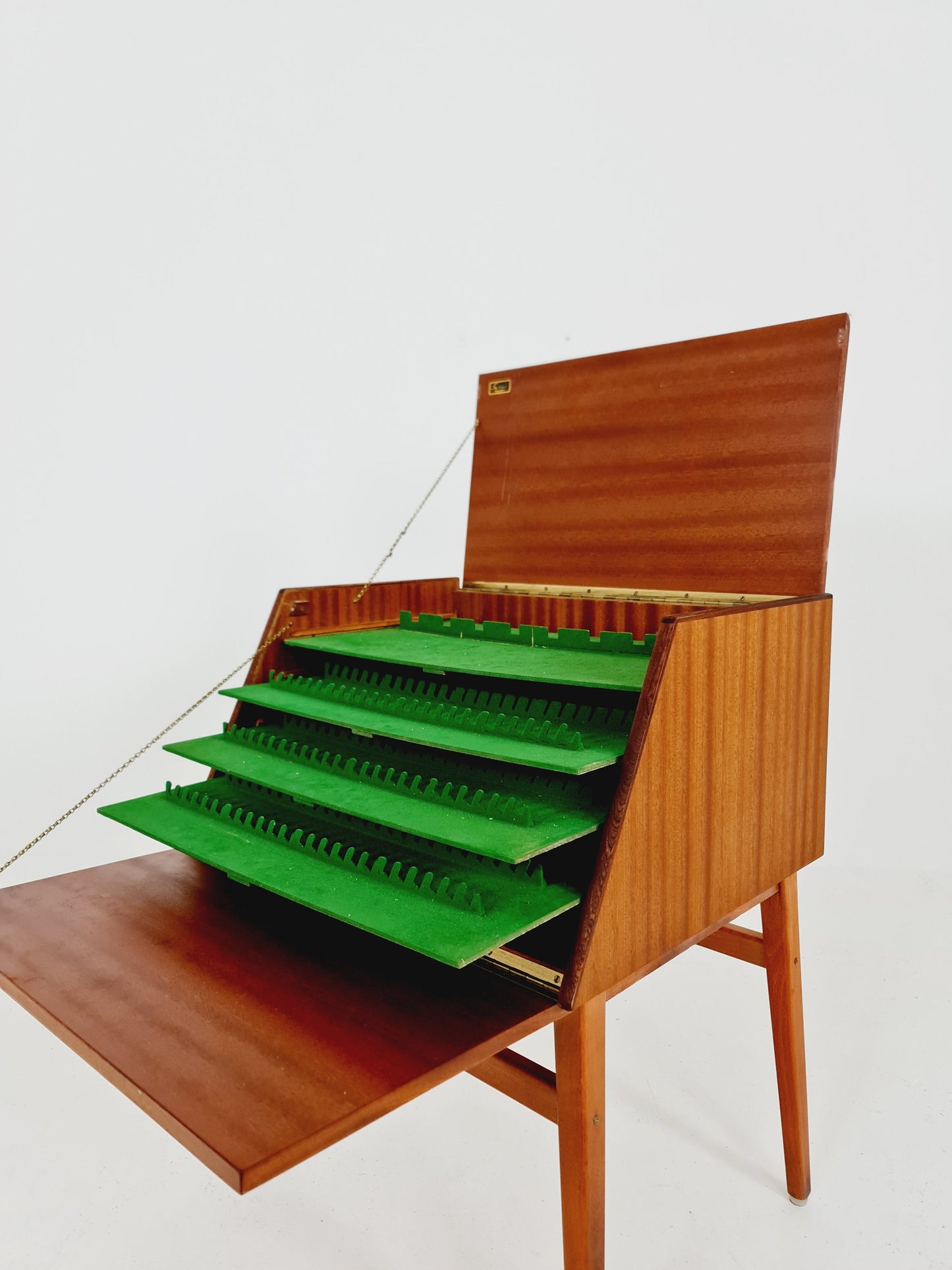 Mid century Swedish Mahagnoy Cutlery Cabinet without Cutlery Set by Stig Bolaget, Malmö, 1960s