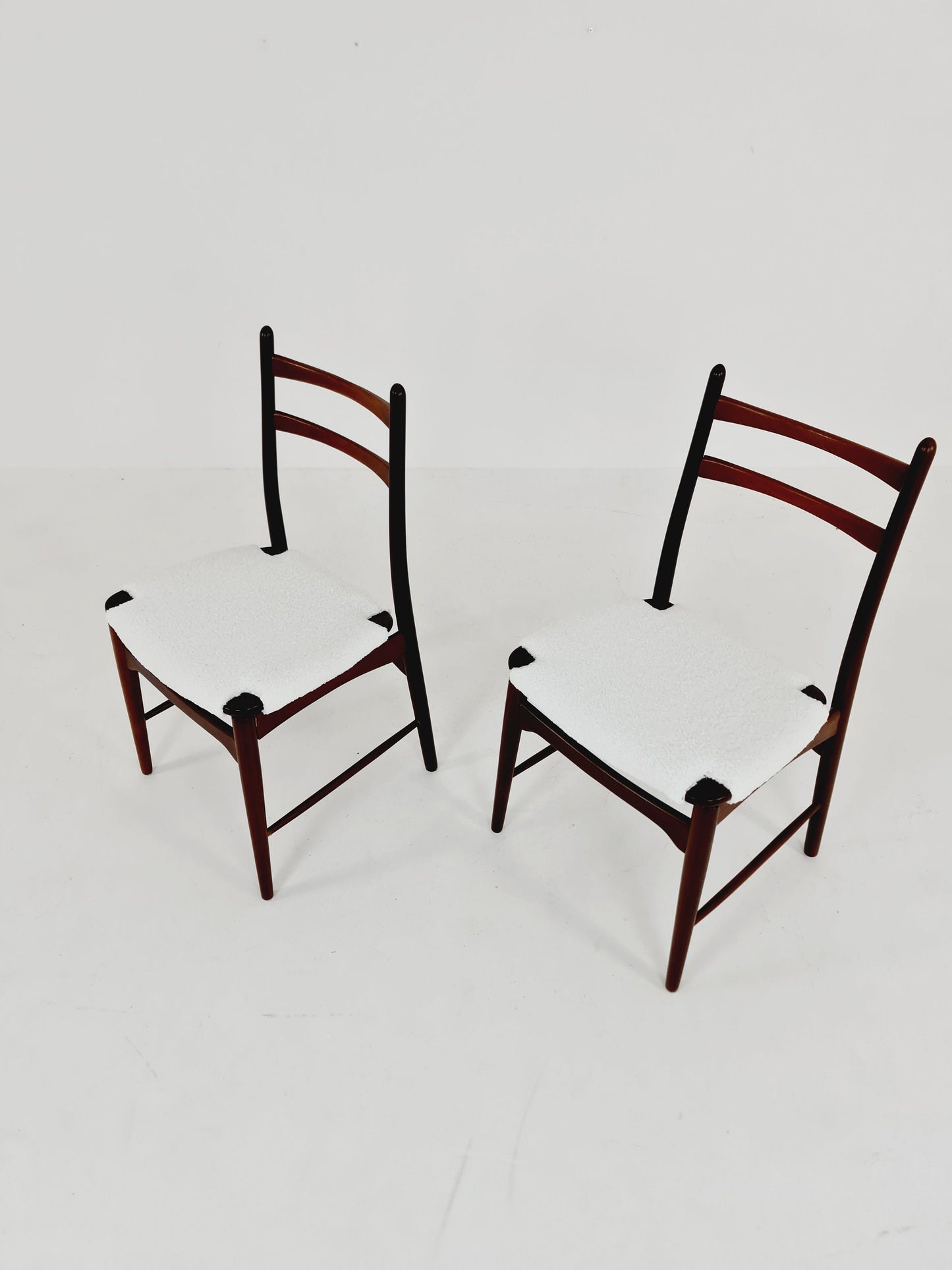 German teak & Teddy Fabric dining chair by Georg Leowald for wilkhan 1960s,set of 2