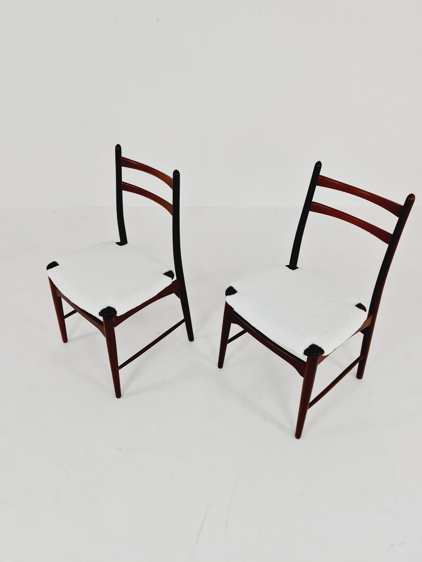 German teak & Teddy Fabric dining chair by Georg Leowald for wilkhan 1960s,set of 2