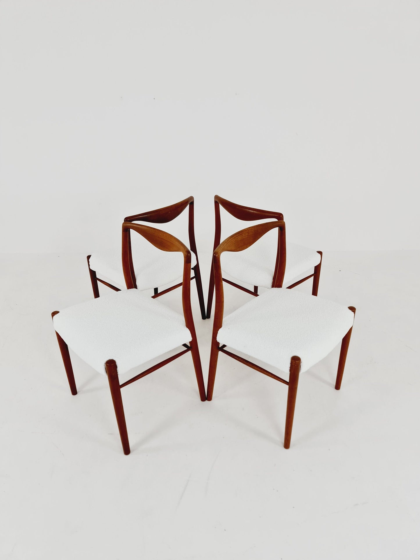 Mid Century Dansih Teak and Fabric chair by Kai Lyngfeldt Larsen , 1960s Set of 4