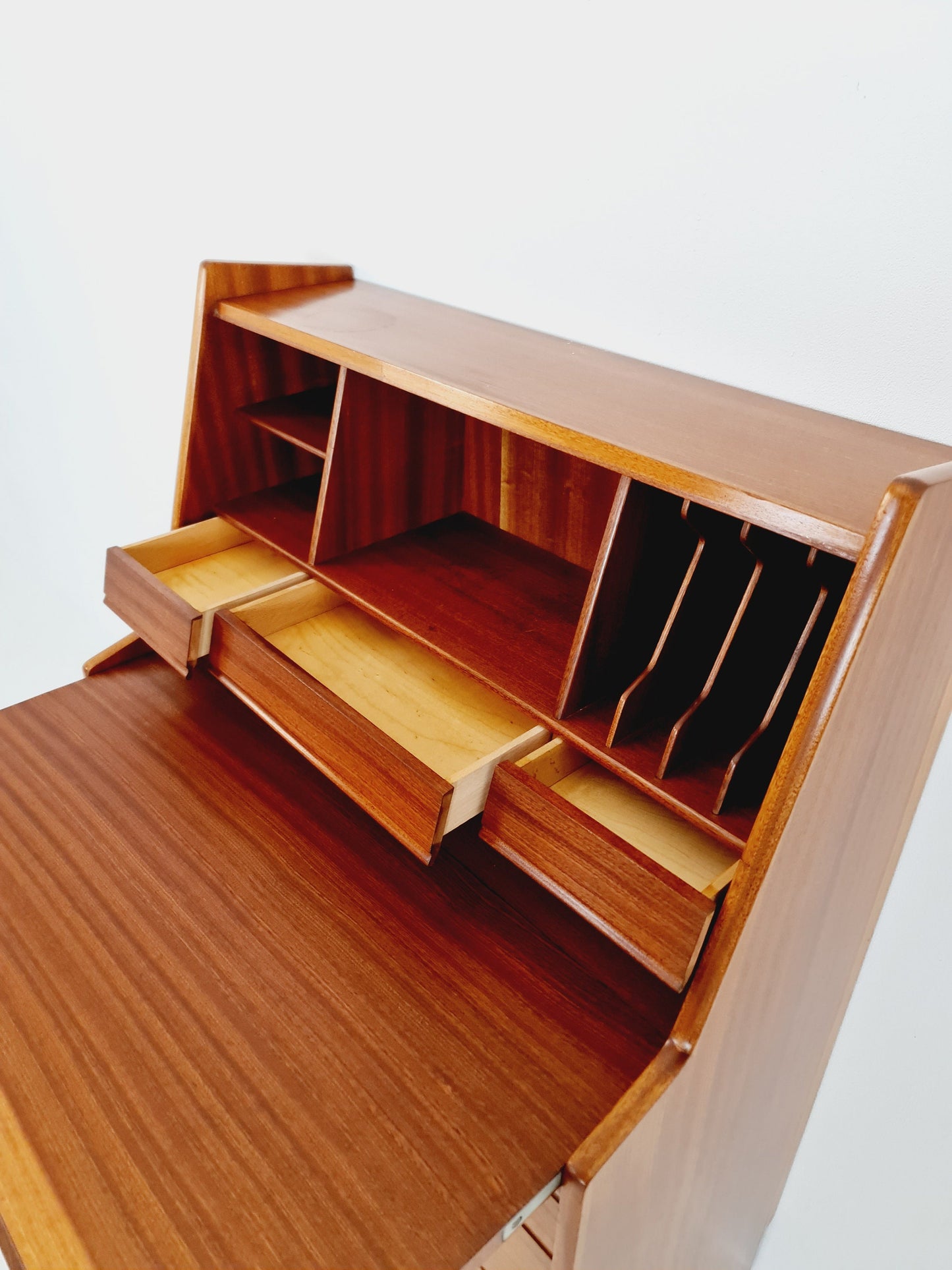 Mid century Scandinavian Secretary with drawers mahagony by Gjövik Möbler, Norway, 1960s