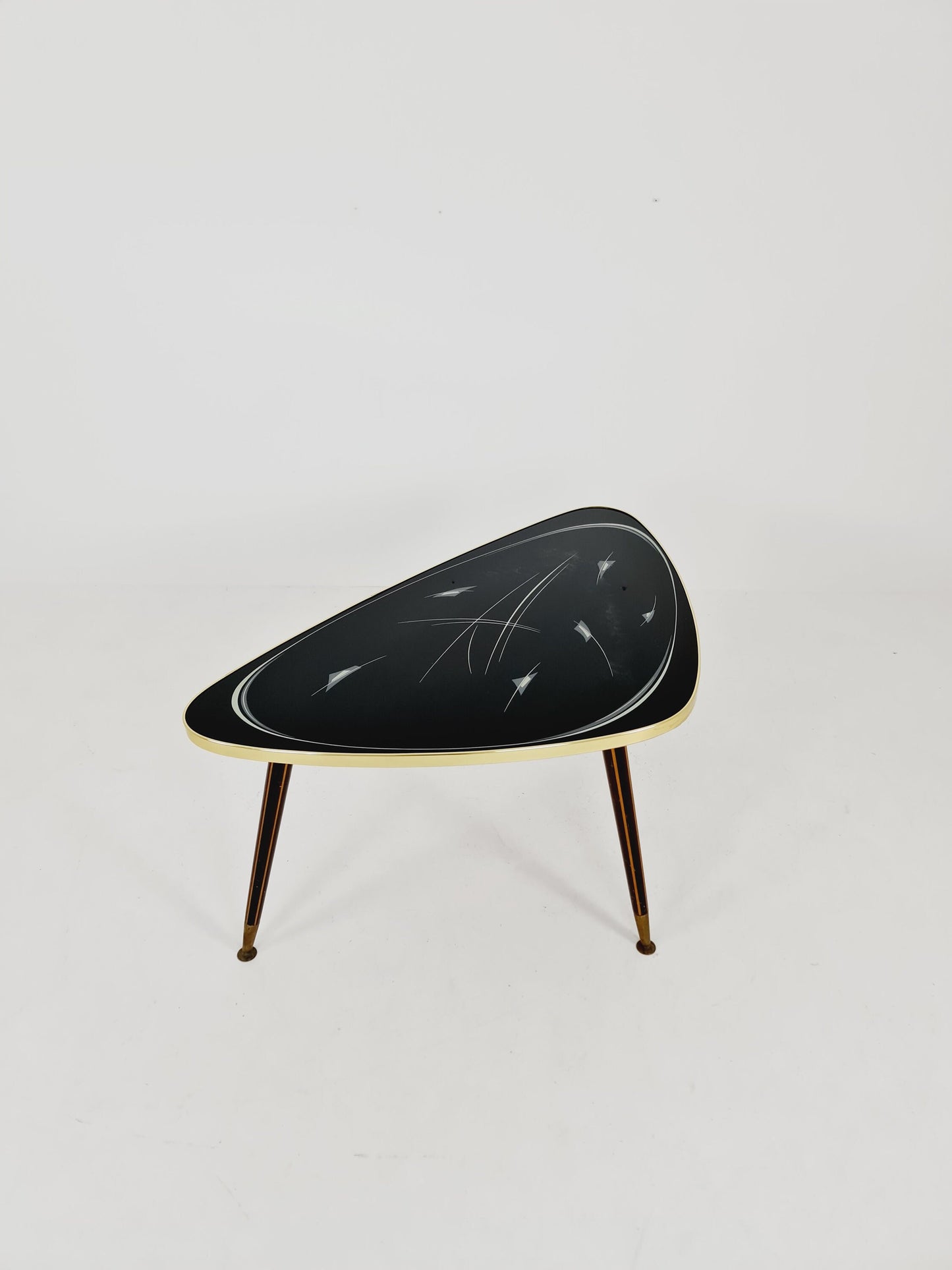 German Mid-Century Tripod Glass & Brass Coffee Table 1950s