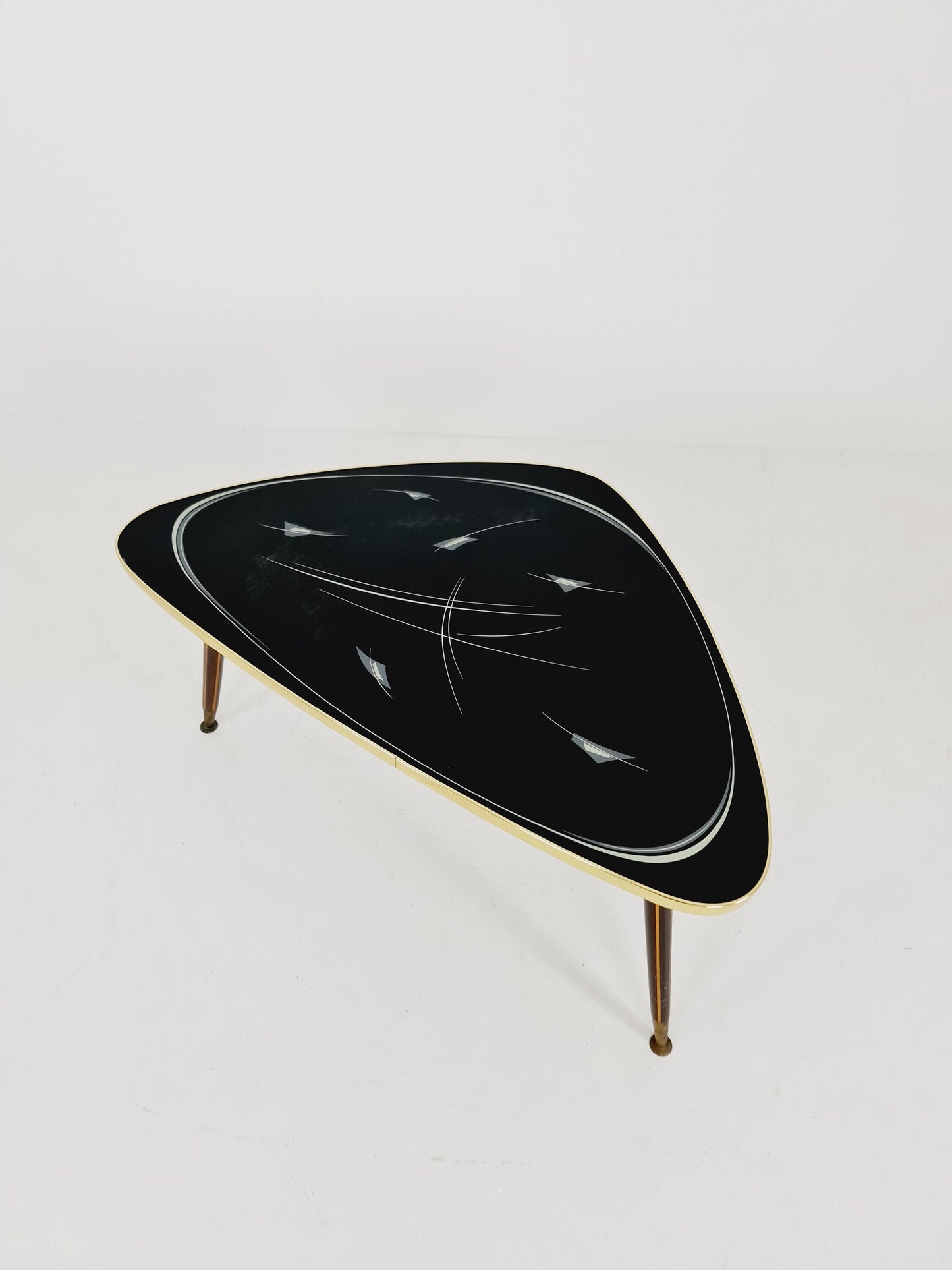German Mid-Century Tripod Glass & Brass Coffee Table 1950s