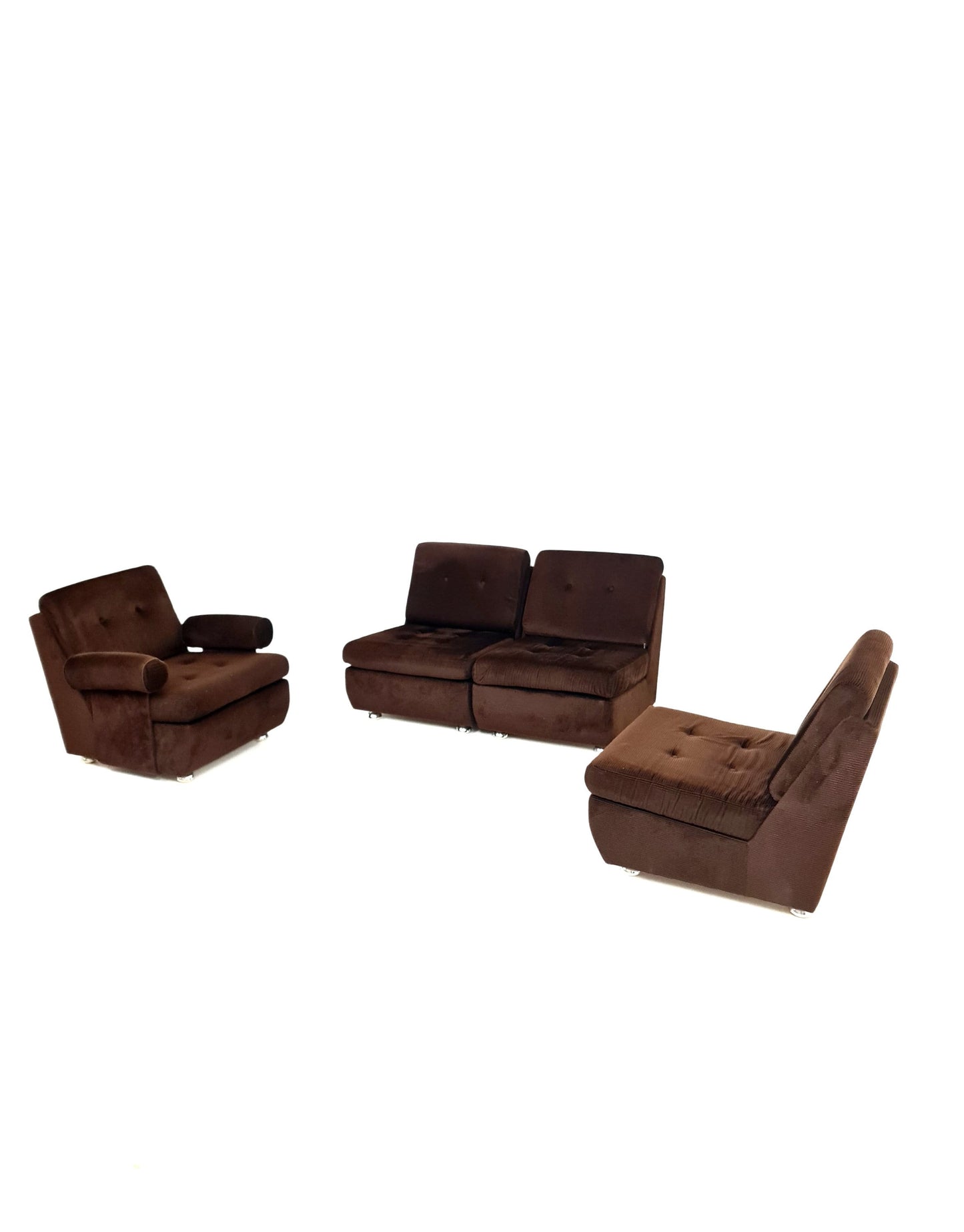 German Space age modular sofa/couch in brown Manchester fabric by Schwämmle Möbel, 1970s