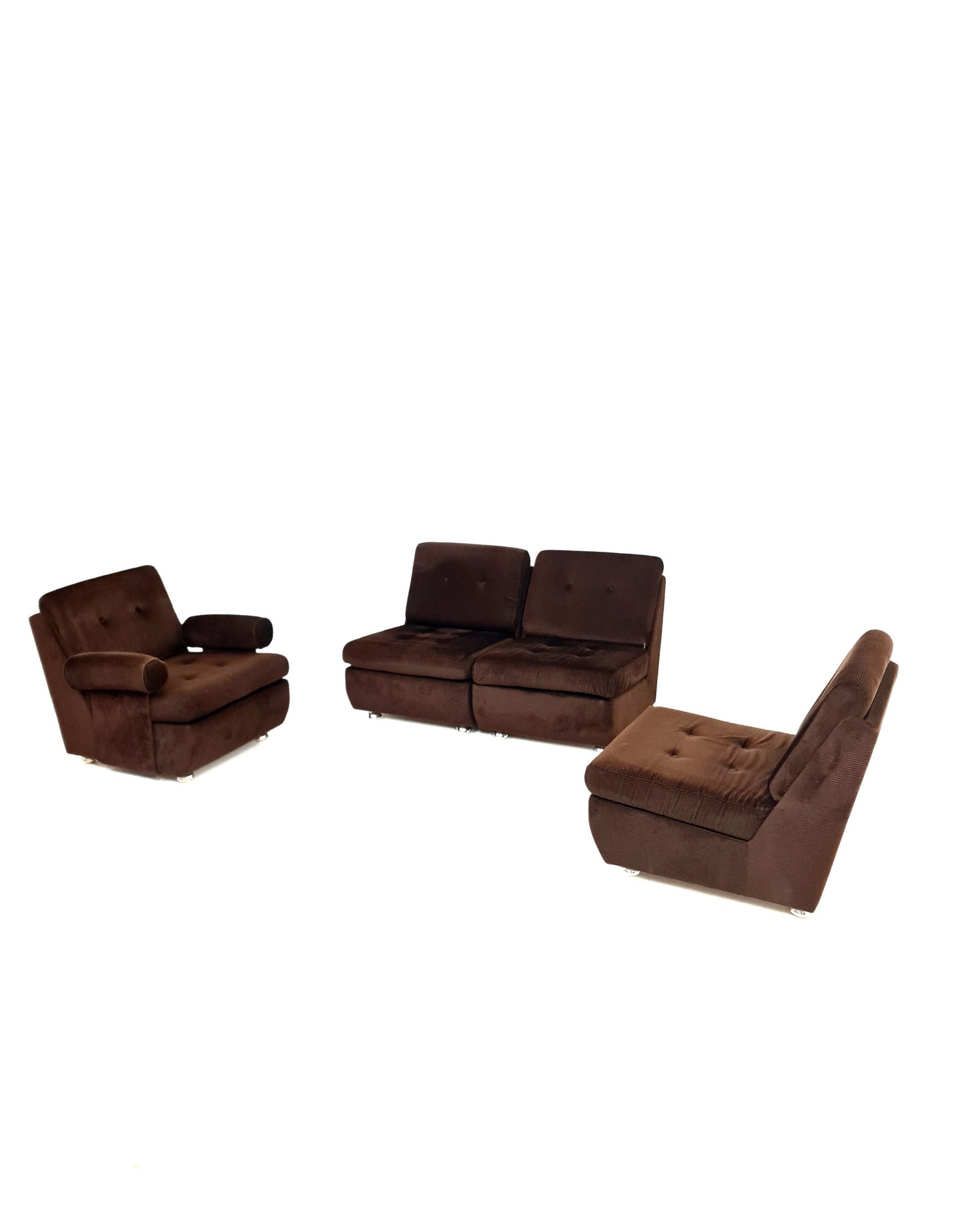 German Space age modular sofa/couch in brown Manchester fabric by Schwämmle Möbel, 1970s