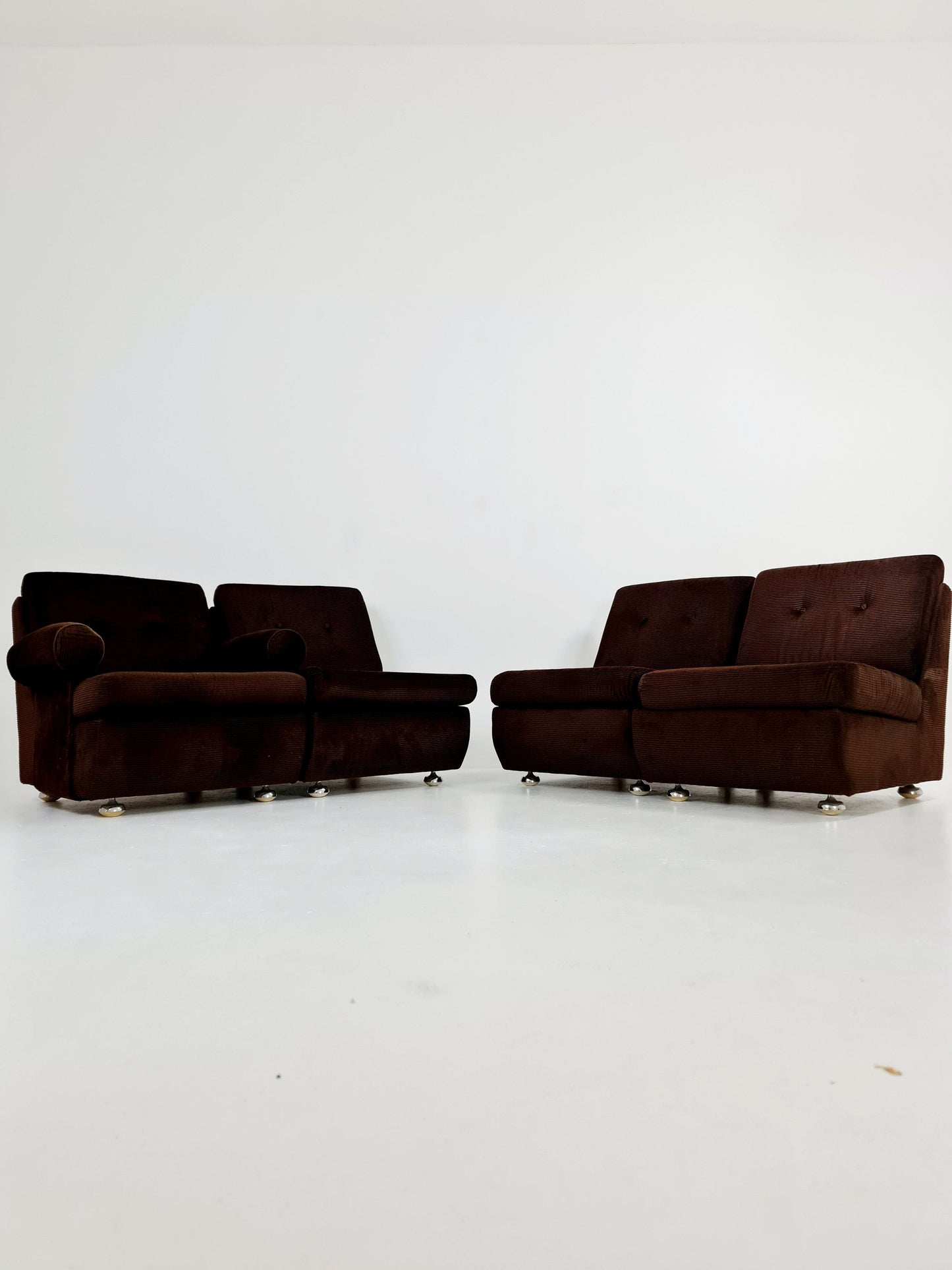 German Space age modular sofa/couch in brown Manchester fabric by Schwämmle Möbel, 1970s
