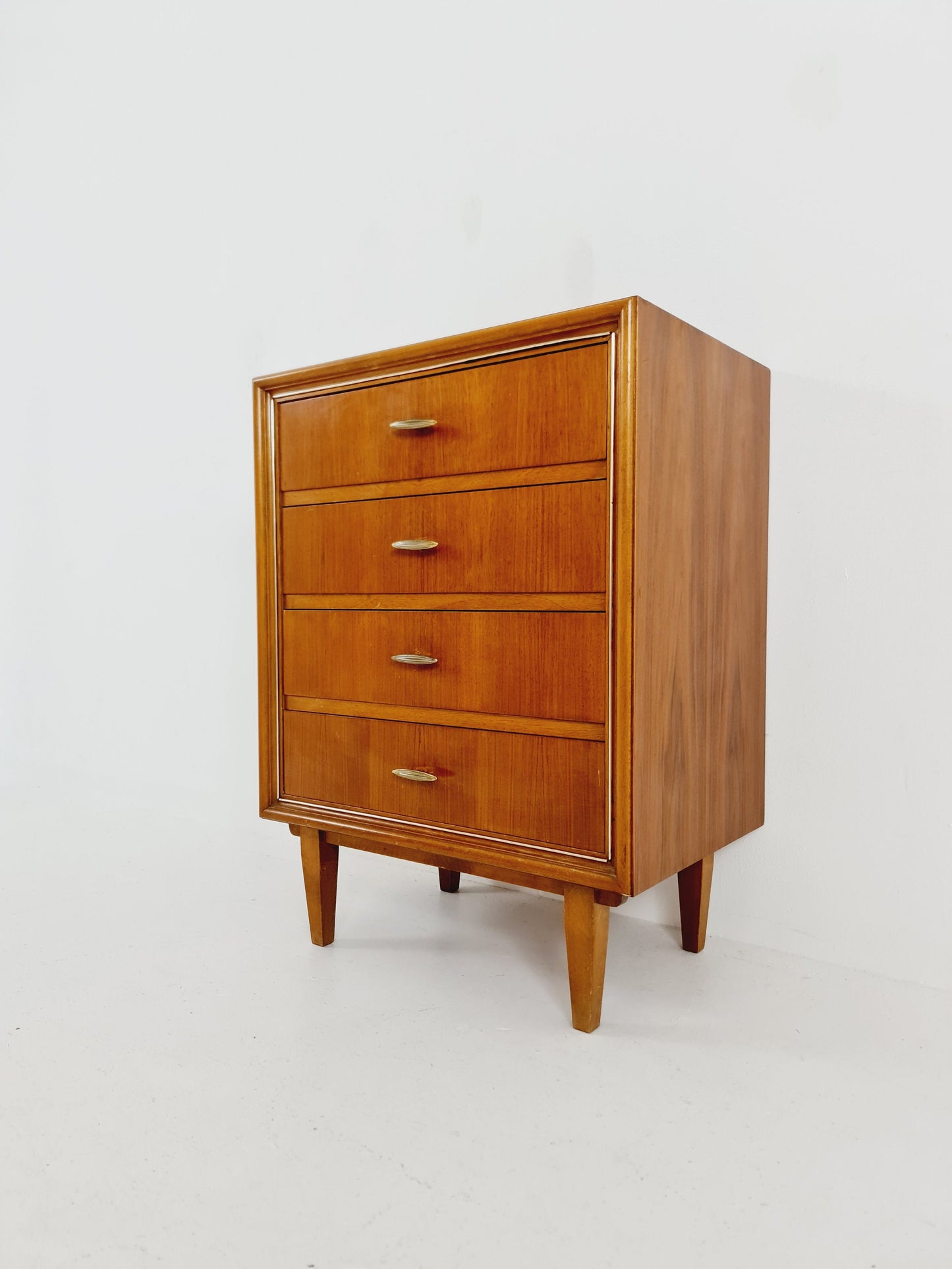 Midcentury German Walnut chest of drawers / 4 drawers cabinet by Greive NR 5 , 1960s