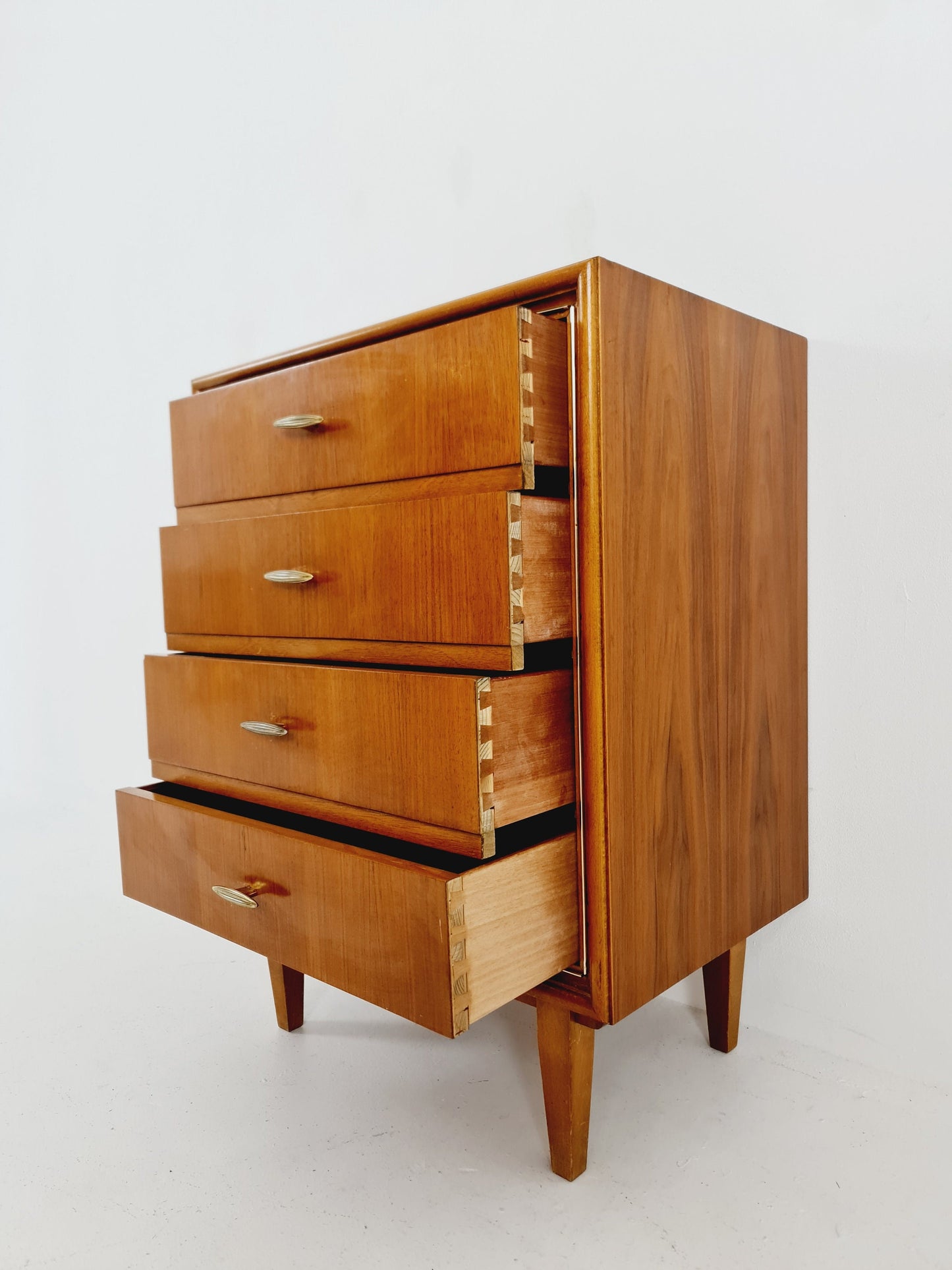 Midcentury German Walnut chest of drawers / 4 drawers cabinet by Greive NR 5 , 1960s