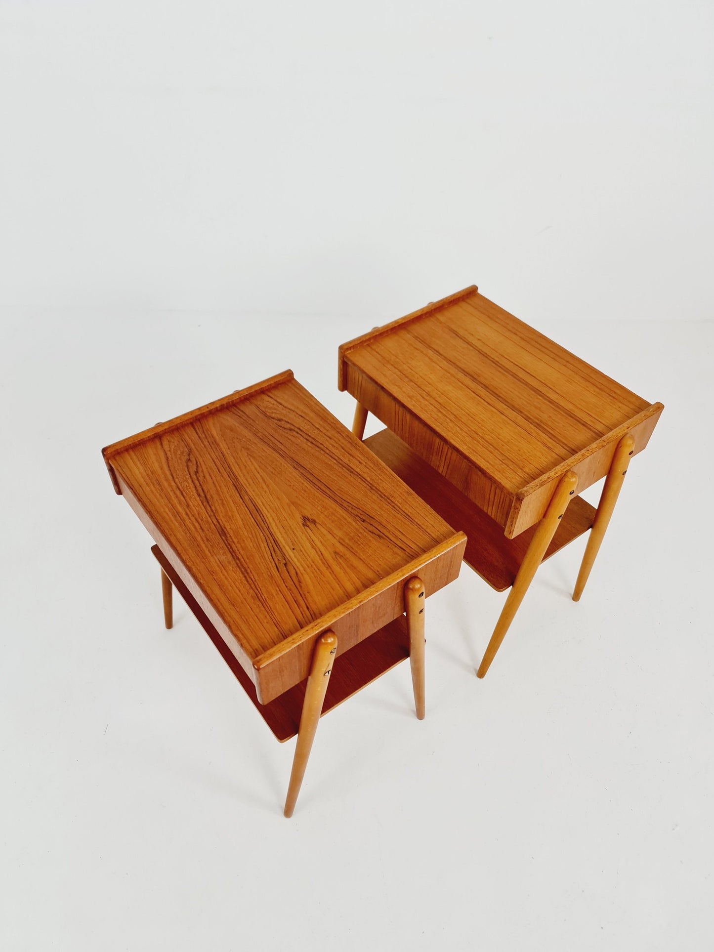 Pair of Swedish Midcentury Teak Vintage Side table/ Bedside table/ Night stand by Carlström & Co, 1960s