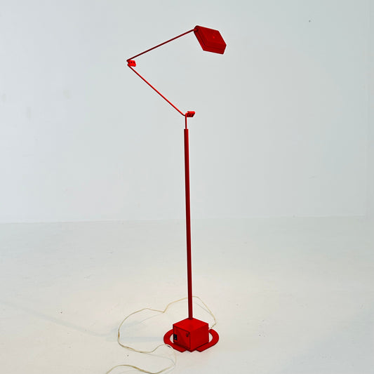 Space age red metal adjustable floor lamp 1980s.