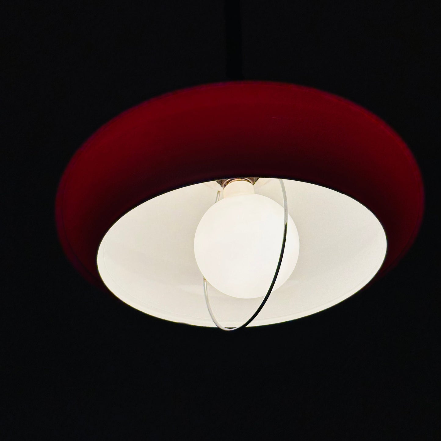 Space Age red pendant lamp from 1970s, Italy.
