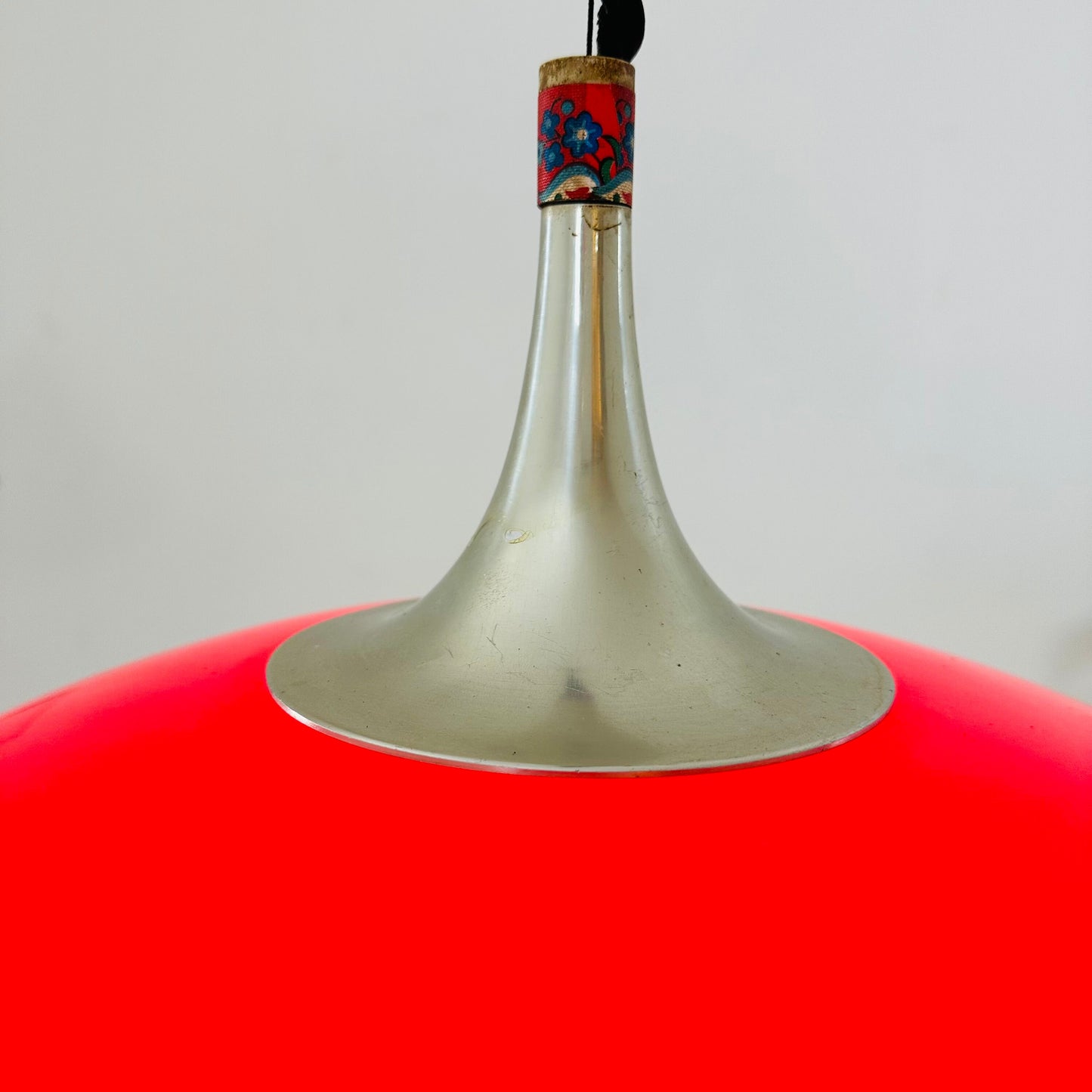 Space Age red pendant lamp from 1970s, Italy.