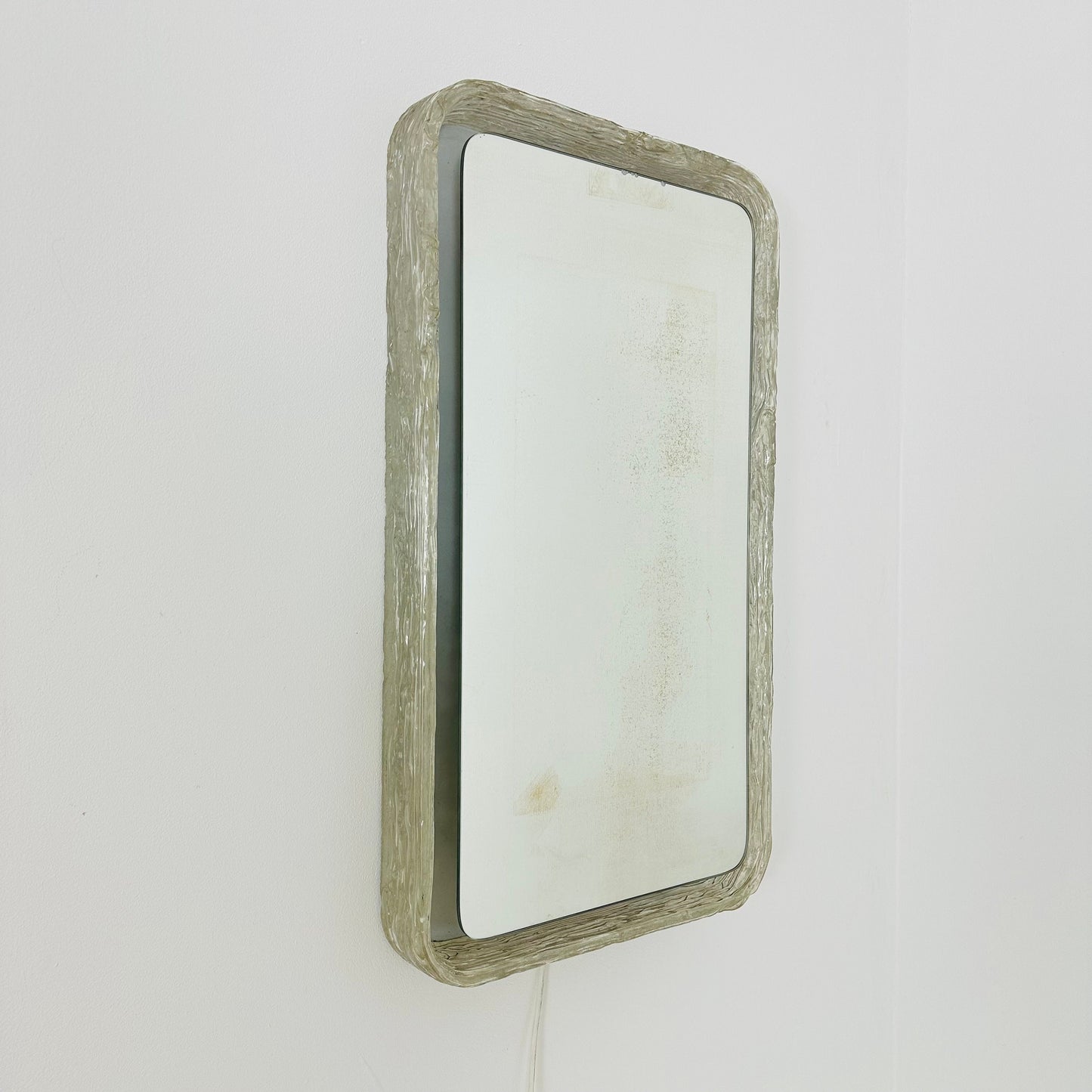 Vintage rectangle illuminated wall mirror made of acrylic glass by Egon Hillebrand, Germany, 1960s