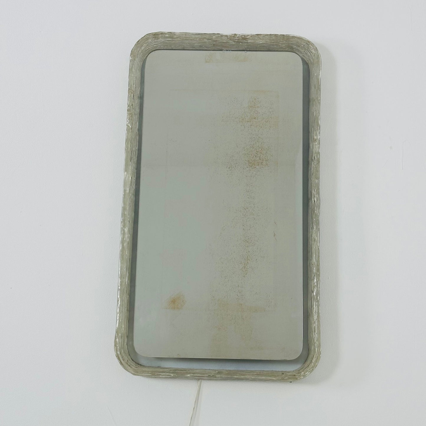 Vintage rectangle illuminated wall mirror made of acrylic glass by Egon Hillebrand, Germany, 1960s