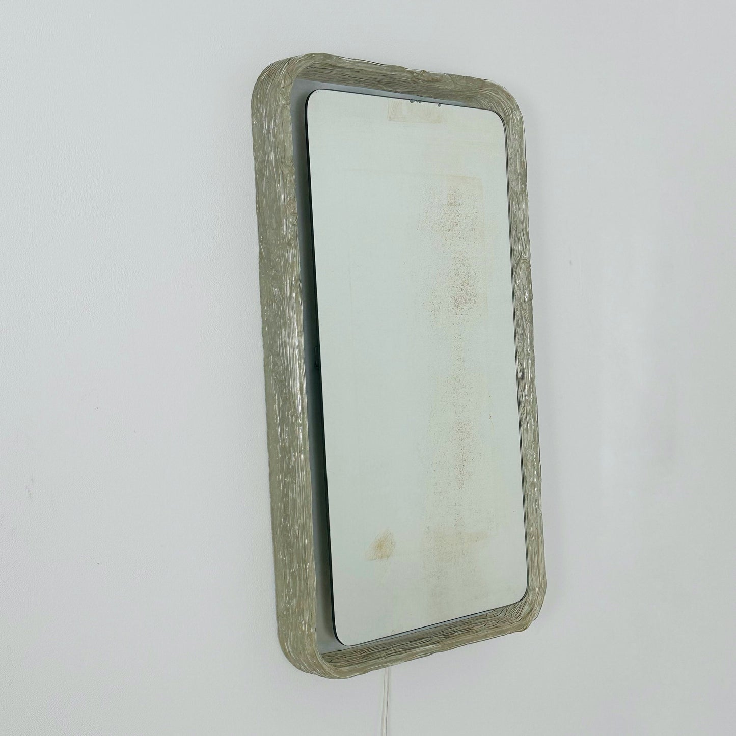 Vintage rectangle illuminated wall mirror made of acrylic glass by Egon Hillebrand, Germany, 1960s