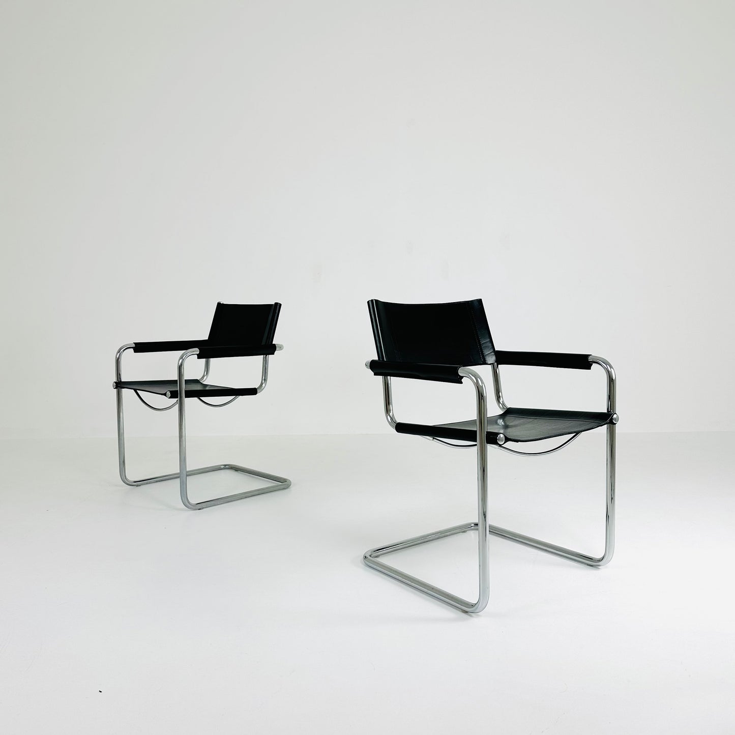 set of 2 Black Model MG5 Centro Studi Desk Chairs by Mart Stam & Marcel Breuer for Fasem Italy 1980s