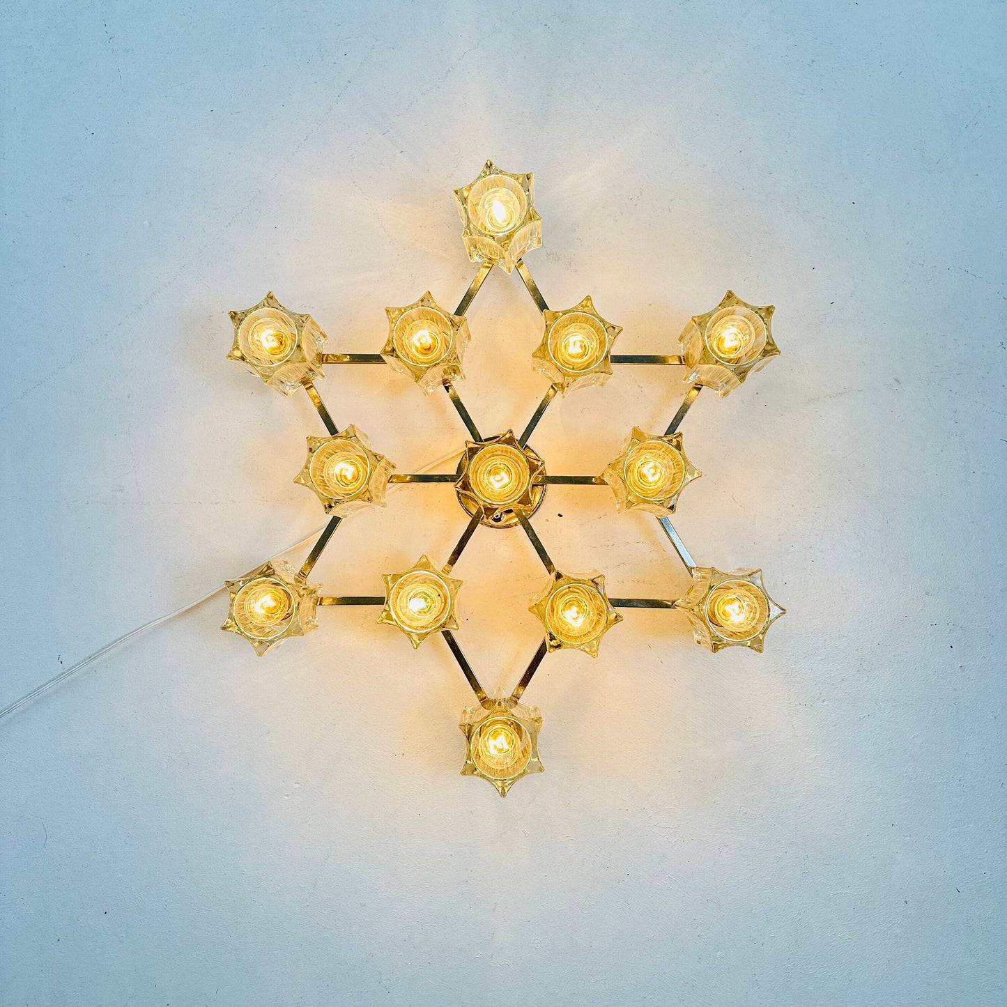 Mid century Star wall lamp made of crystal glass by Sciolari for Peill & Putzler, 1970s Germany