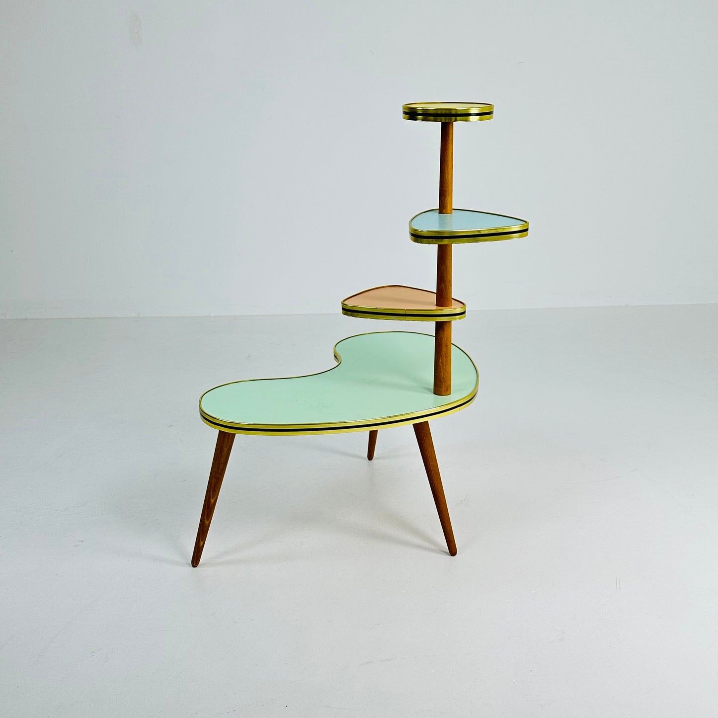 BIG 1950s German Plant Stand, Colorful Vintage Mid-Century Minimalist Indoor Plant Stand Side Table Retro flower table