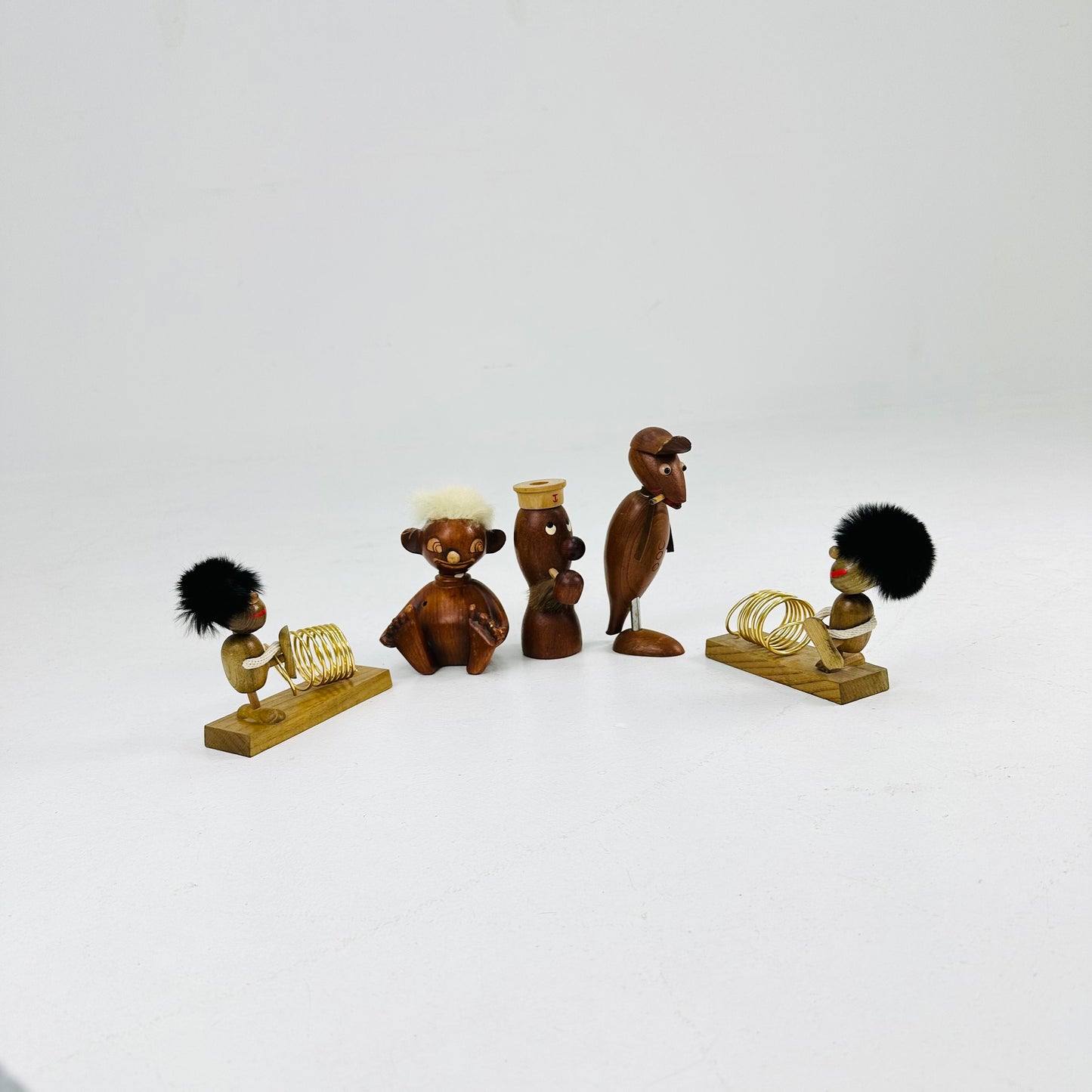 Set of Mid century teak figurines /bottle opener and corkscrew /candle or pen holder /envelope holder 1960s ,Hans Bolling