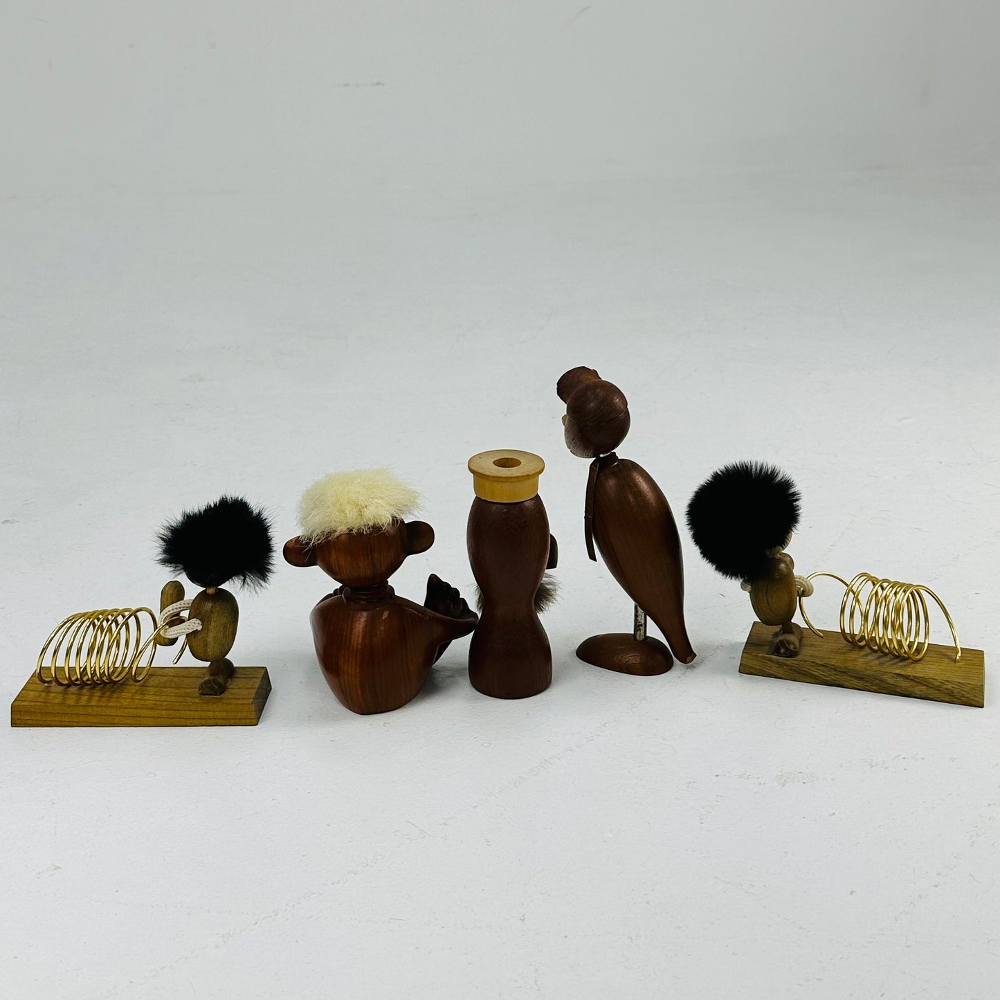 Set of Mid century teak figurines /bottle opener and corkscrew /candle or pen holder /envelope holder 1960s ,Hans Bolling