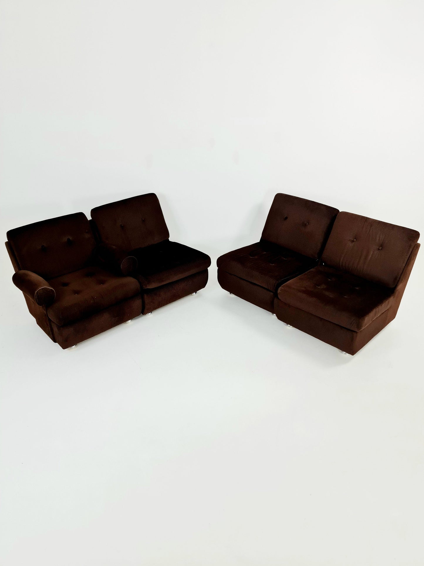 German Space age modular sofa/couch in brown Manchester fabric by Schwämmle Möbel, 1970s