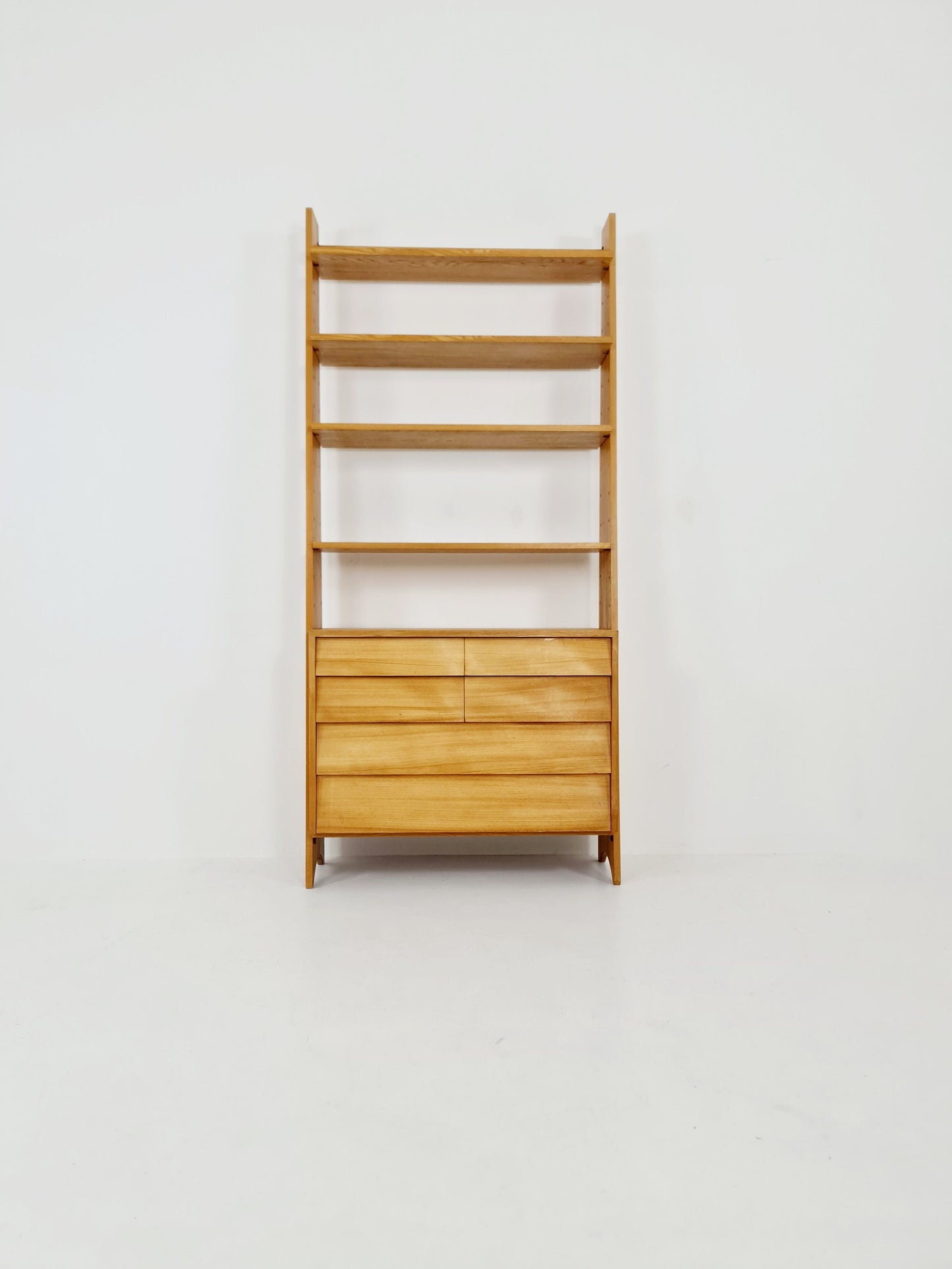 Mid-Century German freestanding vintage library bookcase shelf Cheast of drawers, 1960s