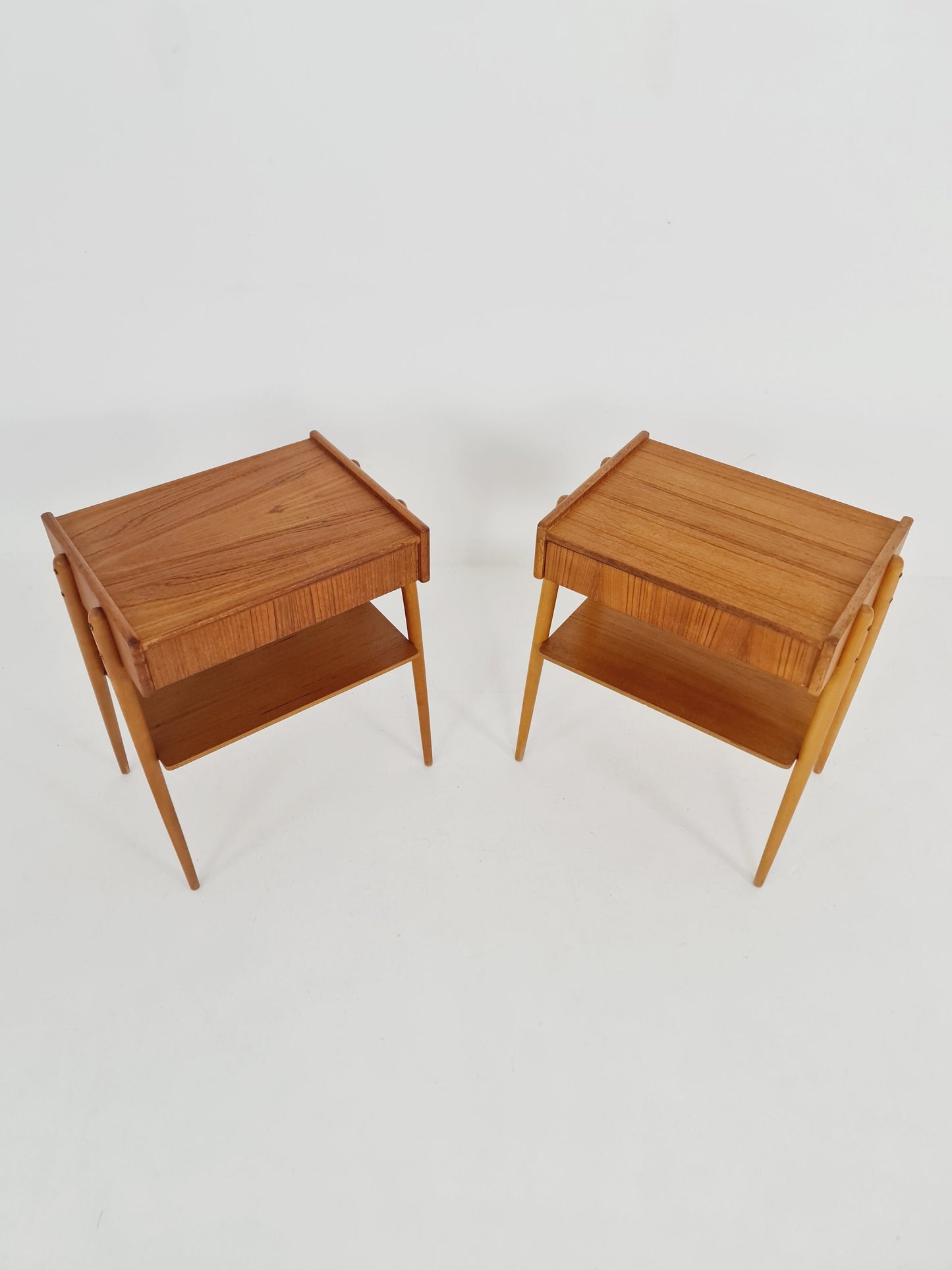 Pair of Swedish Midcentury Teak Vintage Side table/ Bedside table/ Night stand by Carlström & Co, 1960s