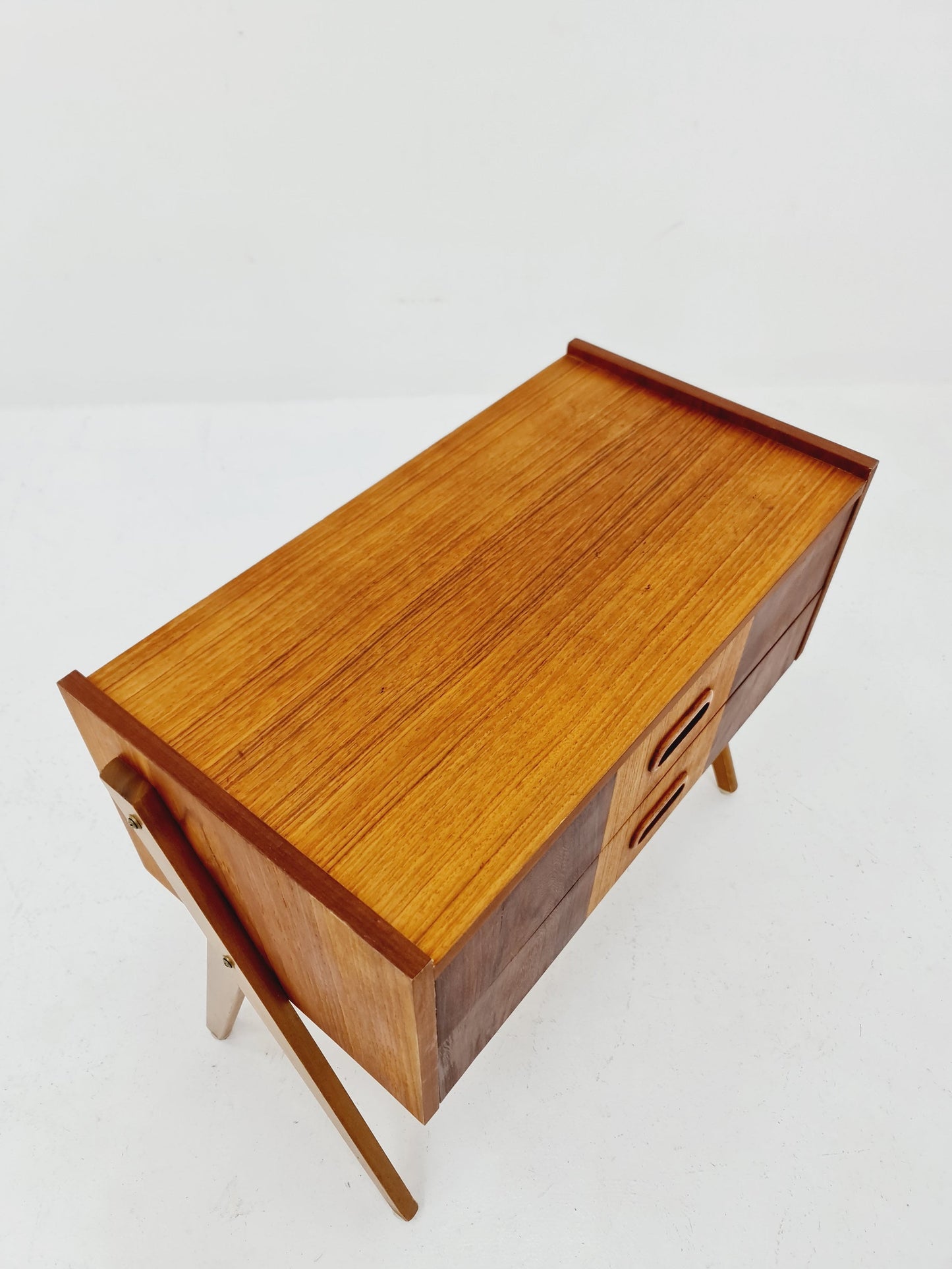Midcentury Danish teak & Rosewood vintage Side table/ Bedside table/ Night stand with two drawers, 1960s