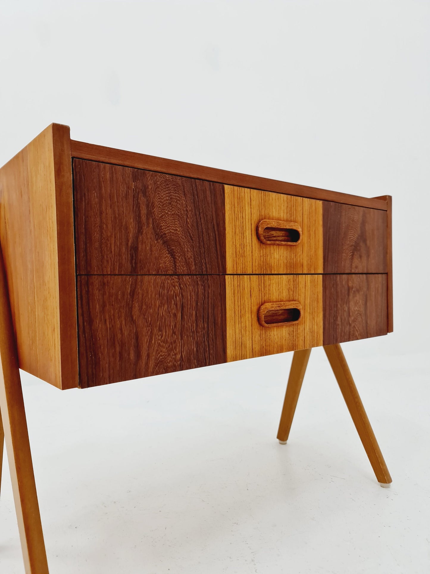 Midcentury Danish teak & Rosewood vintage Side table/ Bedside table/ Night stand with two drawers, 1960s