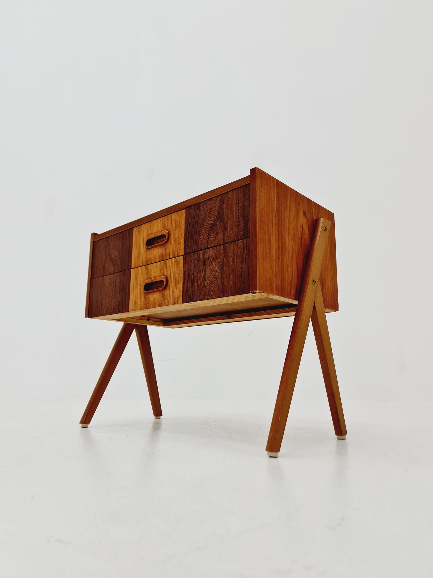 Midcentury Danish teak & Rosewood vintage Side table/ Bedside table/ Night stand with two drawers, 1960s