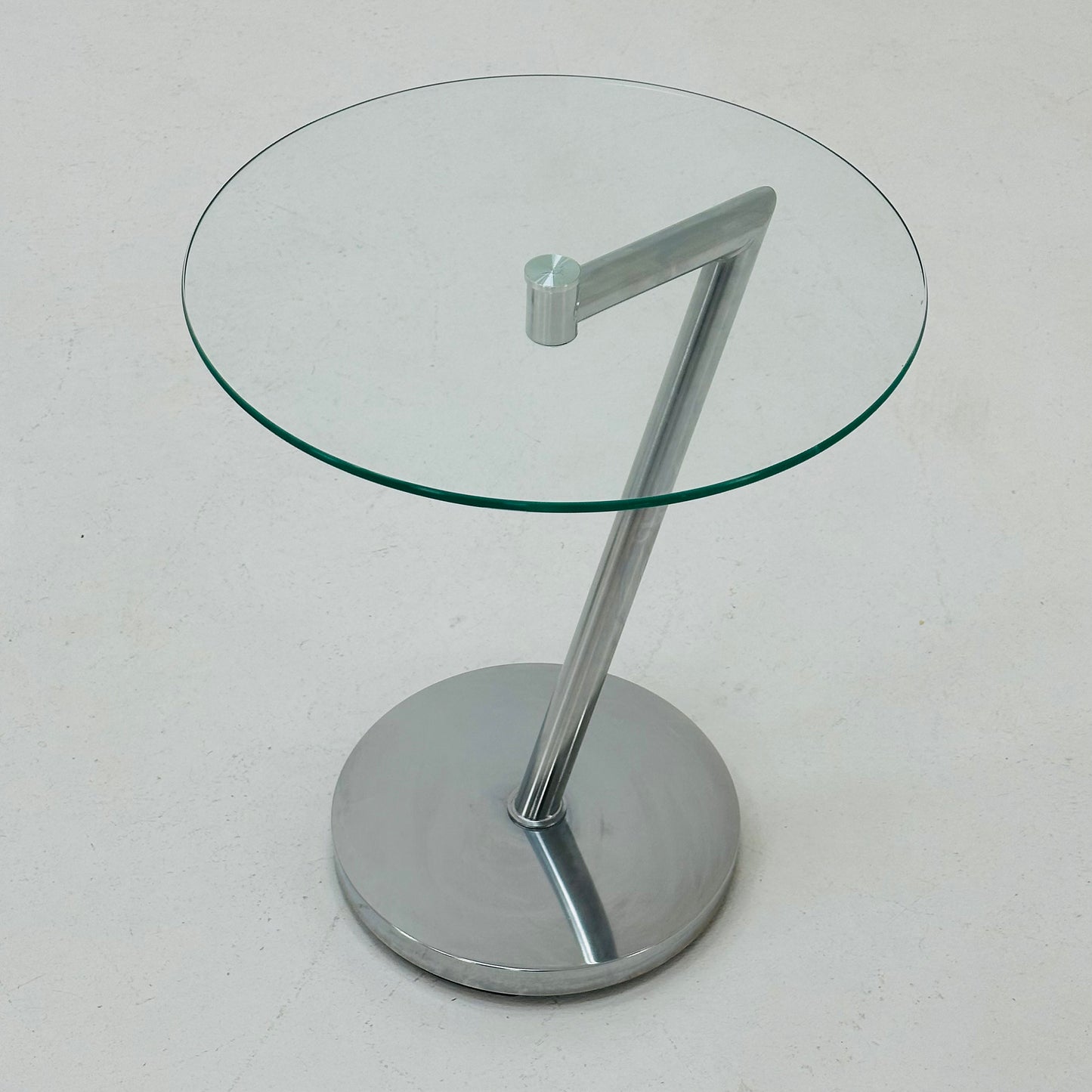 Set of 2 Vintage glass chrome side table /end table 1980s