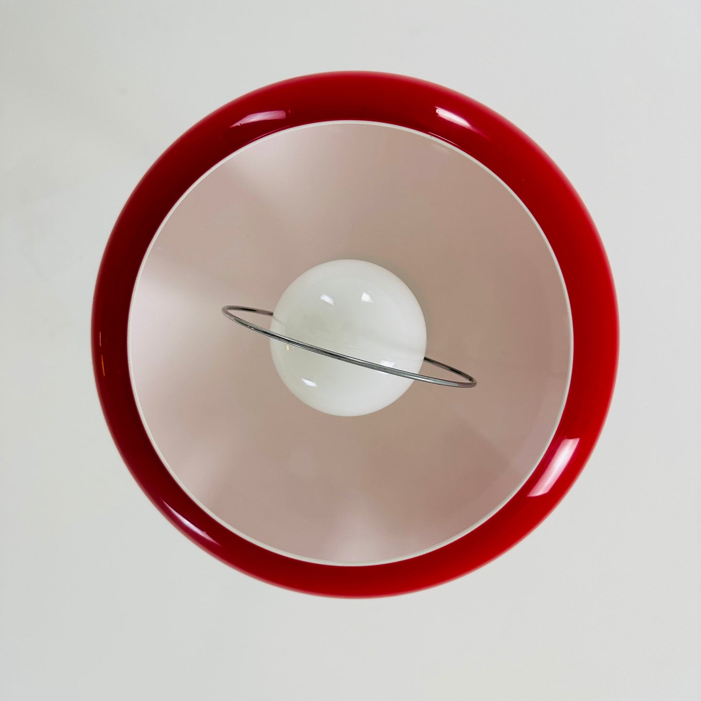 Space Age red pendant lamp from 1970s, Italy.