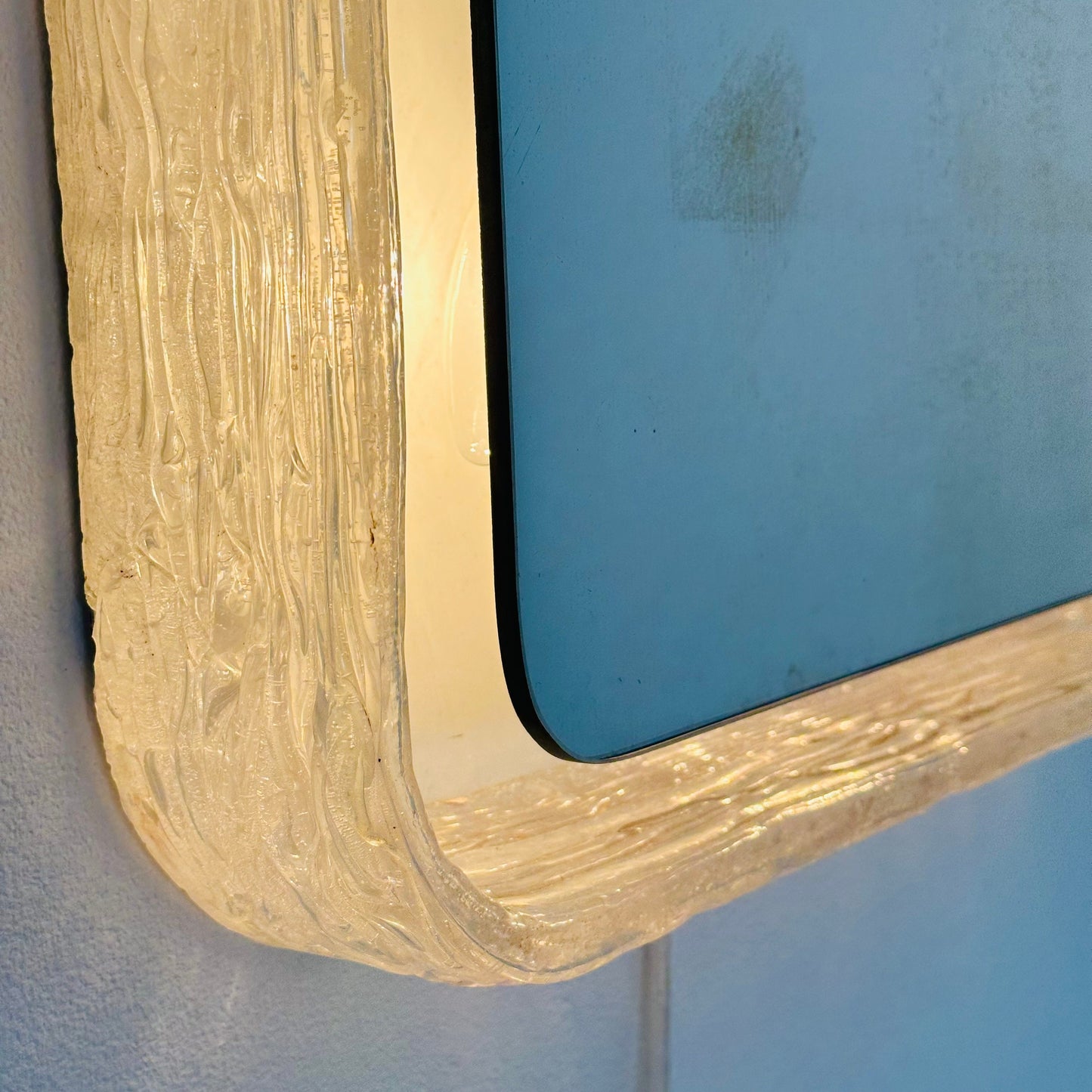 Vintage rectangle illuminated wall mirror made of acrylic glass by Egon Hillebrand, Germany, 1960s