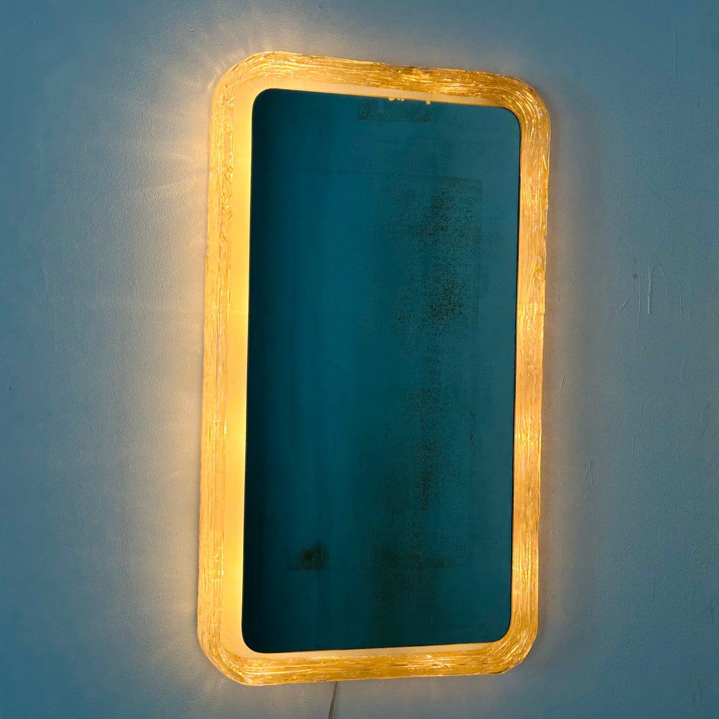 Vintage rectangle illuminated wall mirror made of acrylic glass by Egon Hillebrand, Germany, 1960s