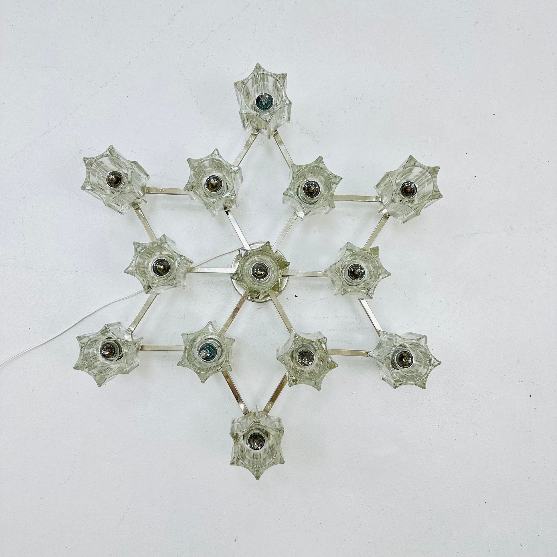 Mid century Star wall lamp made of crystal glass by Sciolari for Peill & Putzler, 1970s Germany