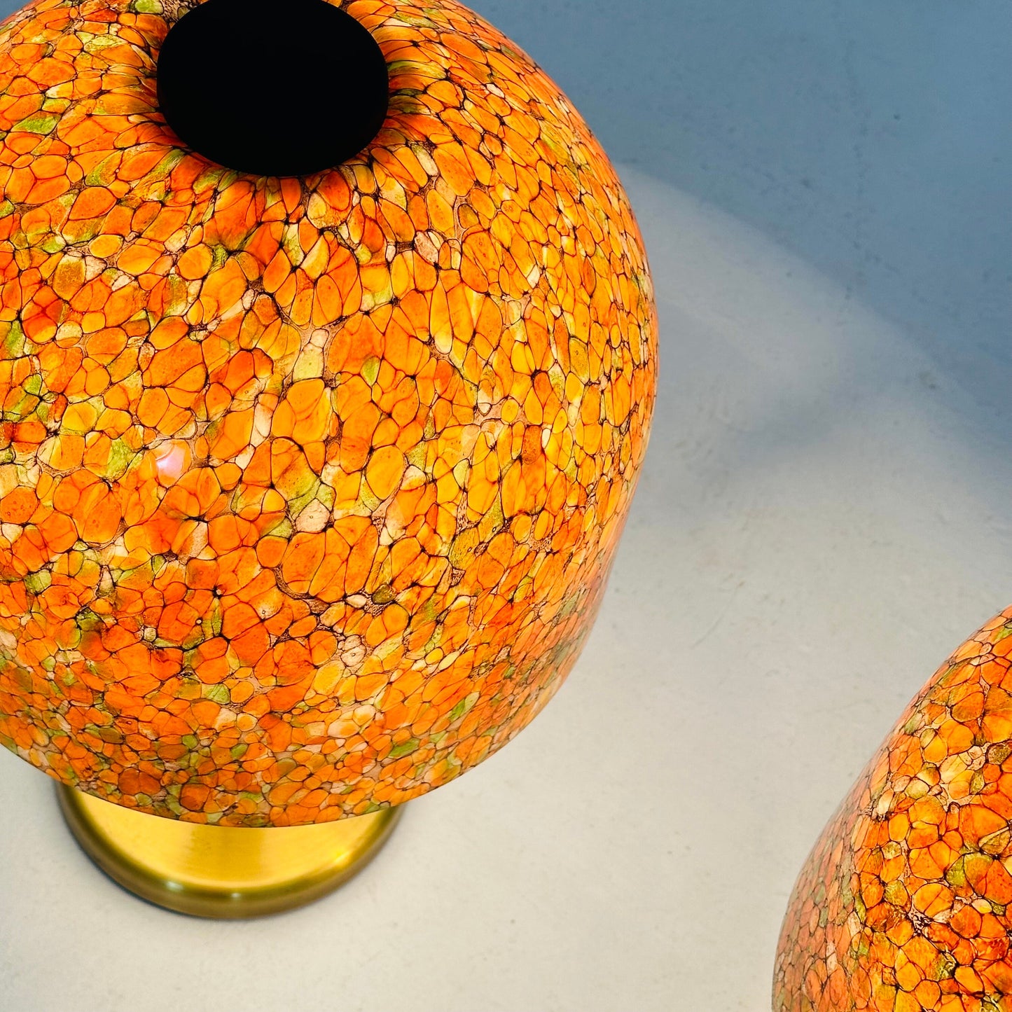 Pair of Glass and Brass Table Lamps by Peil & Putzler Germany 1970s