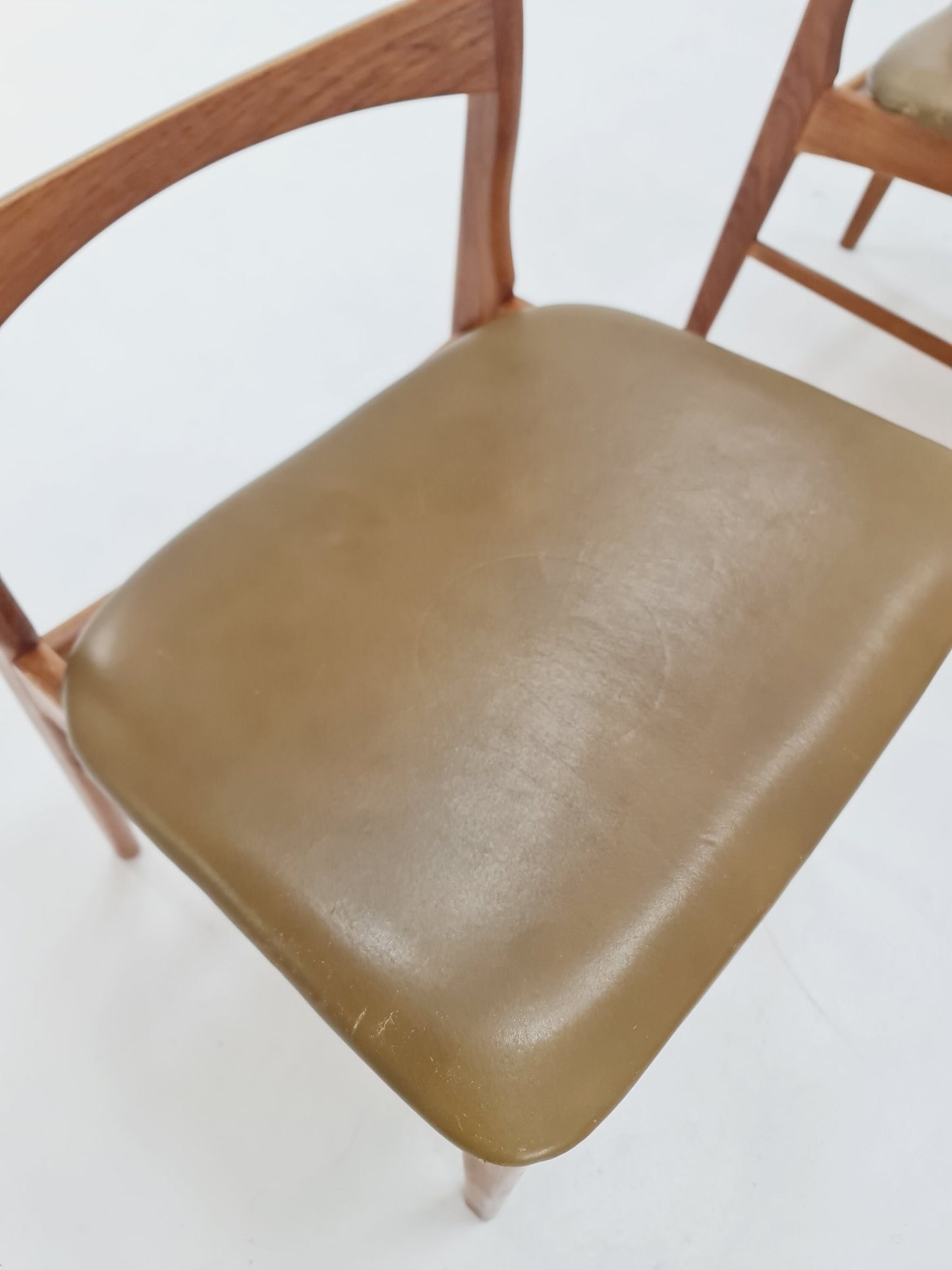 Danish teak with leather sits dining chairs by Viborg stolfabrik 1960s, set of 6