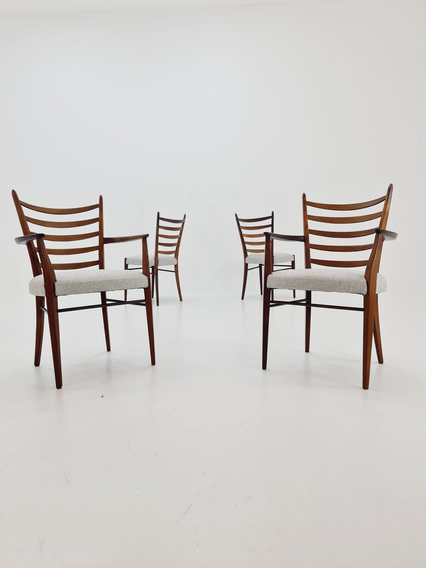 Danish teak fabric dining chairs 1960s, set of 4