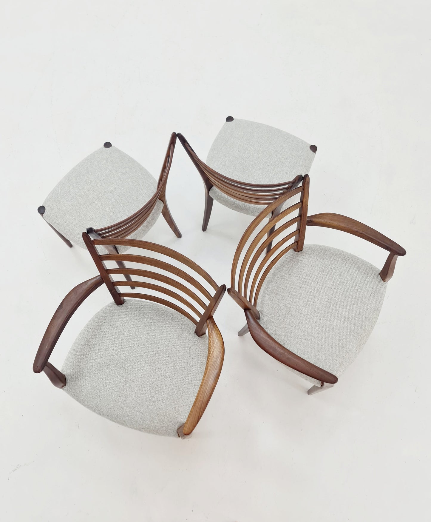 Danish teak fabric dining chairs 1960s, set of 4