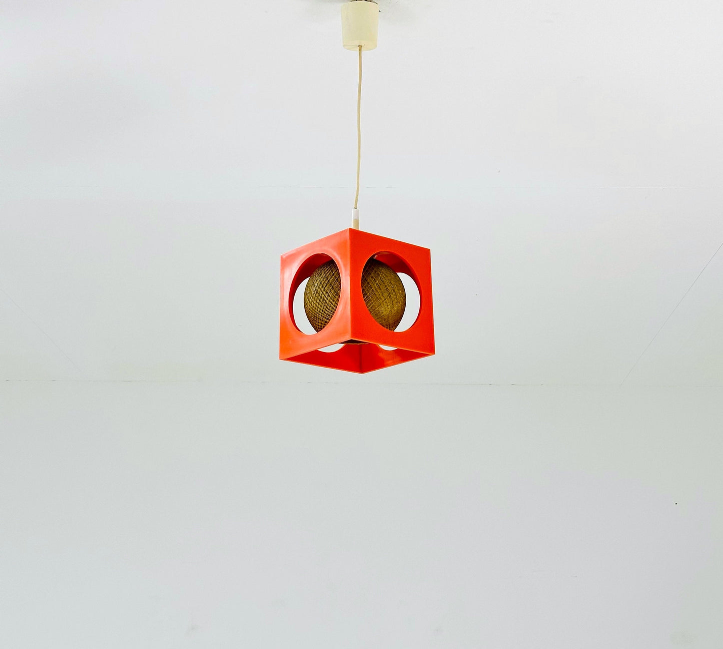Space Age orange Cube Pendant Lamp by Richard Essig, Type 4022