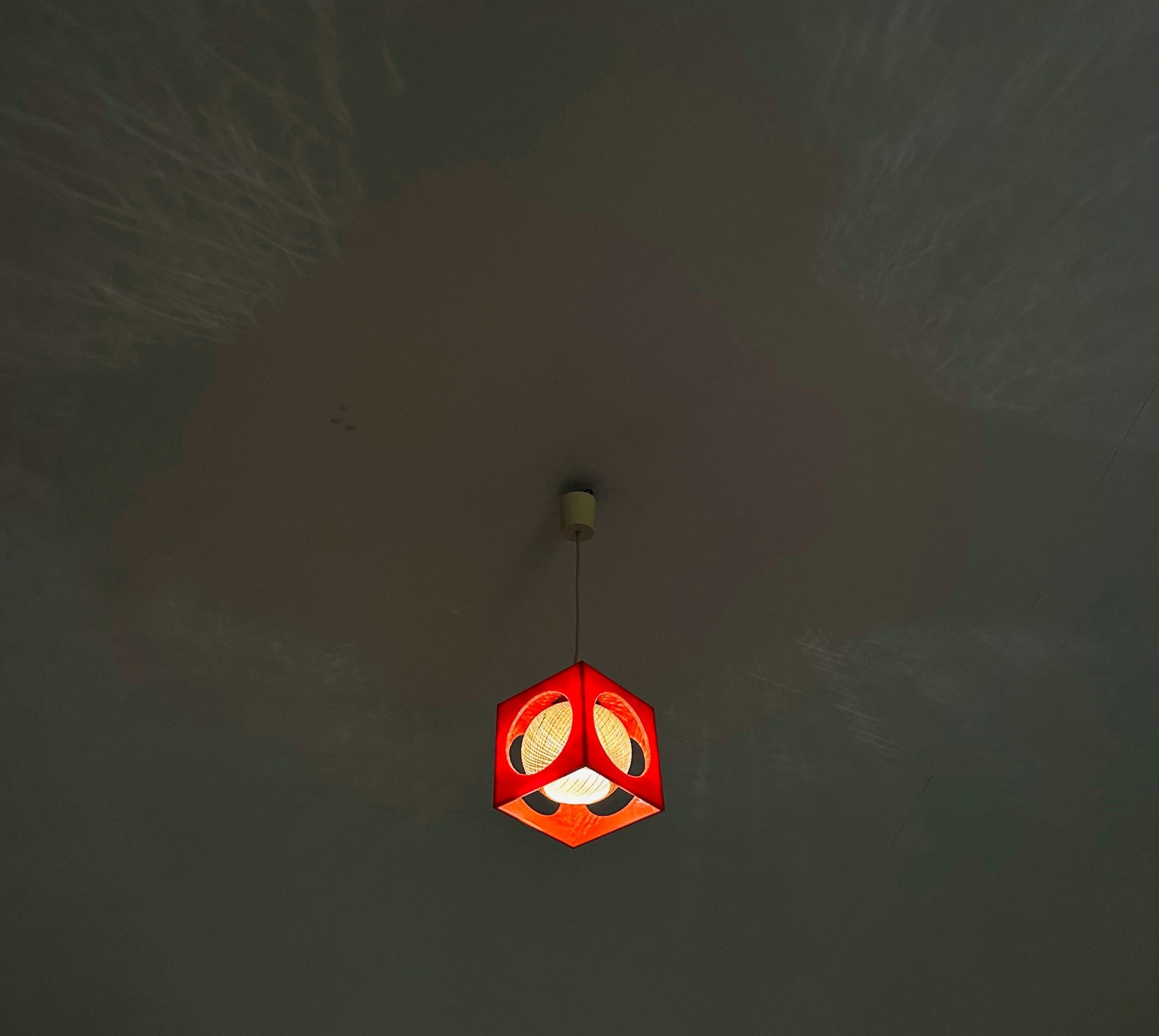 Space Age orange Cube Pendant Lamp by Richard Essig, Type 4022