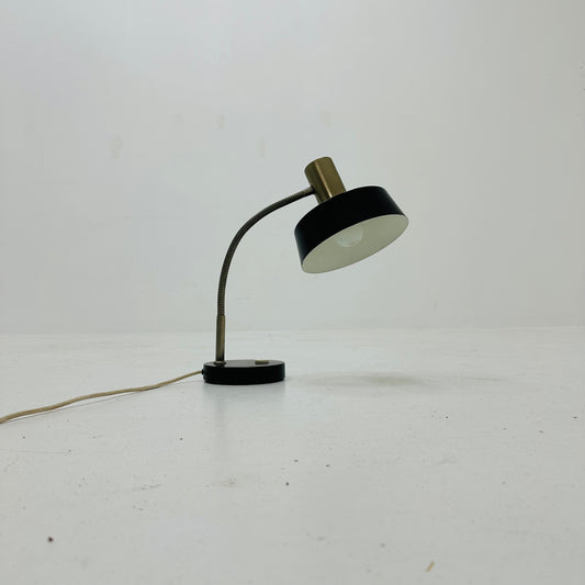 Mid century brass and black steel desk lamp, 1950s